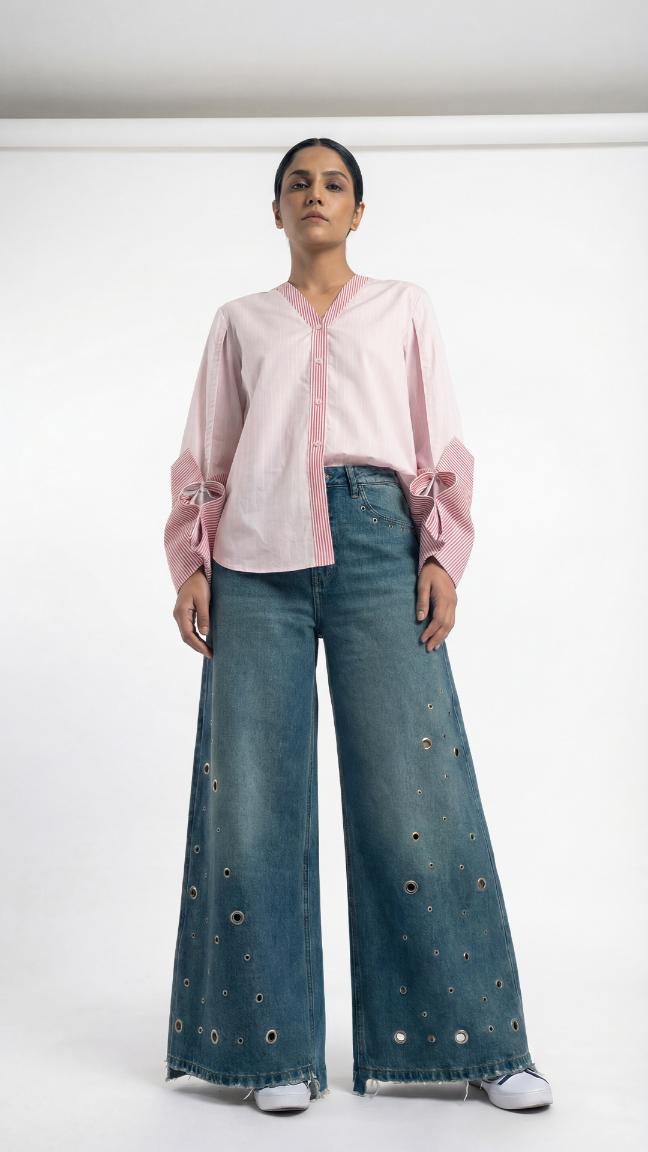 Signature Safety-Pin Flared Jeans