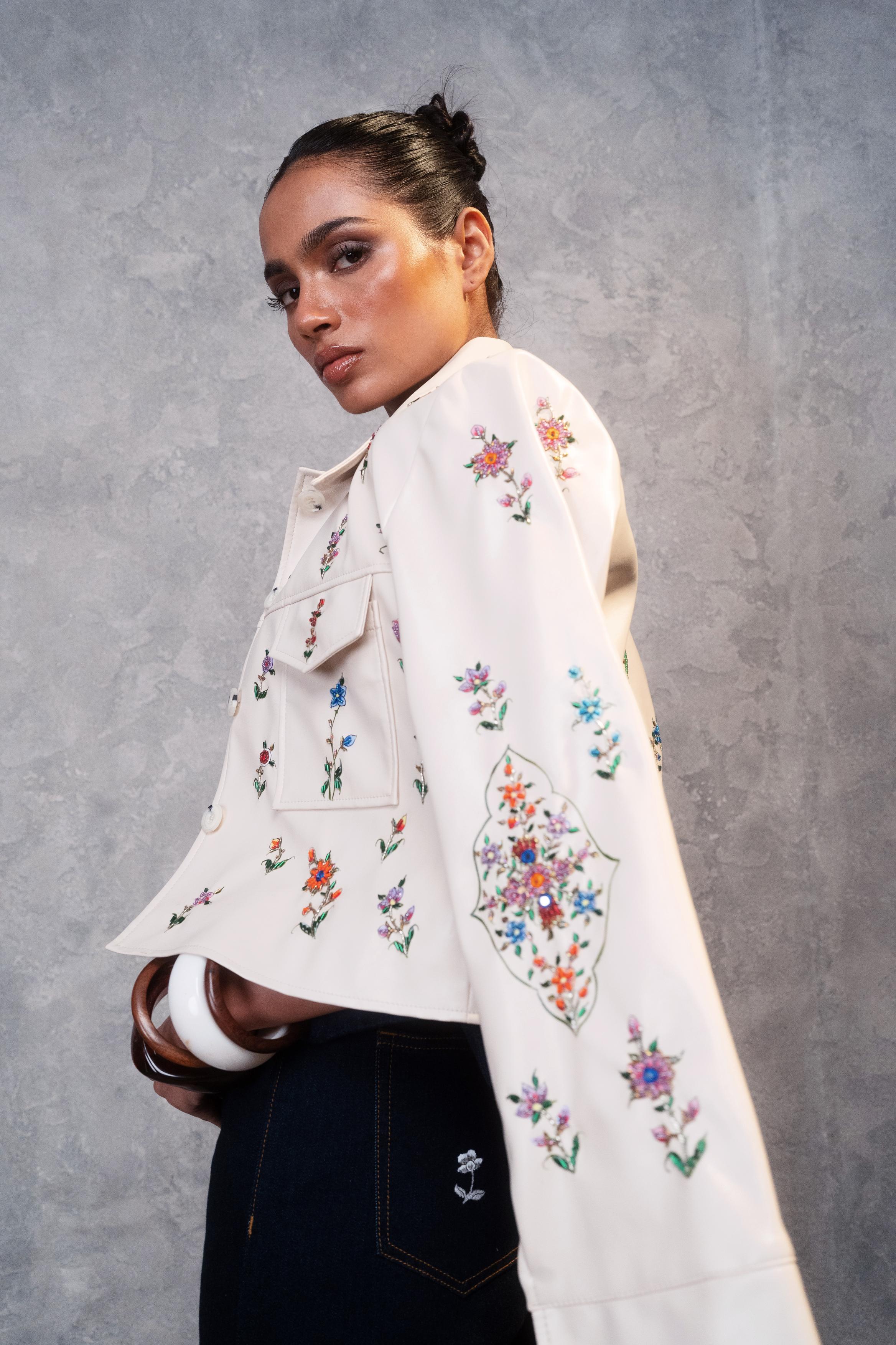 Cream Gul-e-vilayat Cropped Jacket