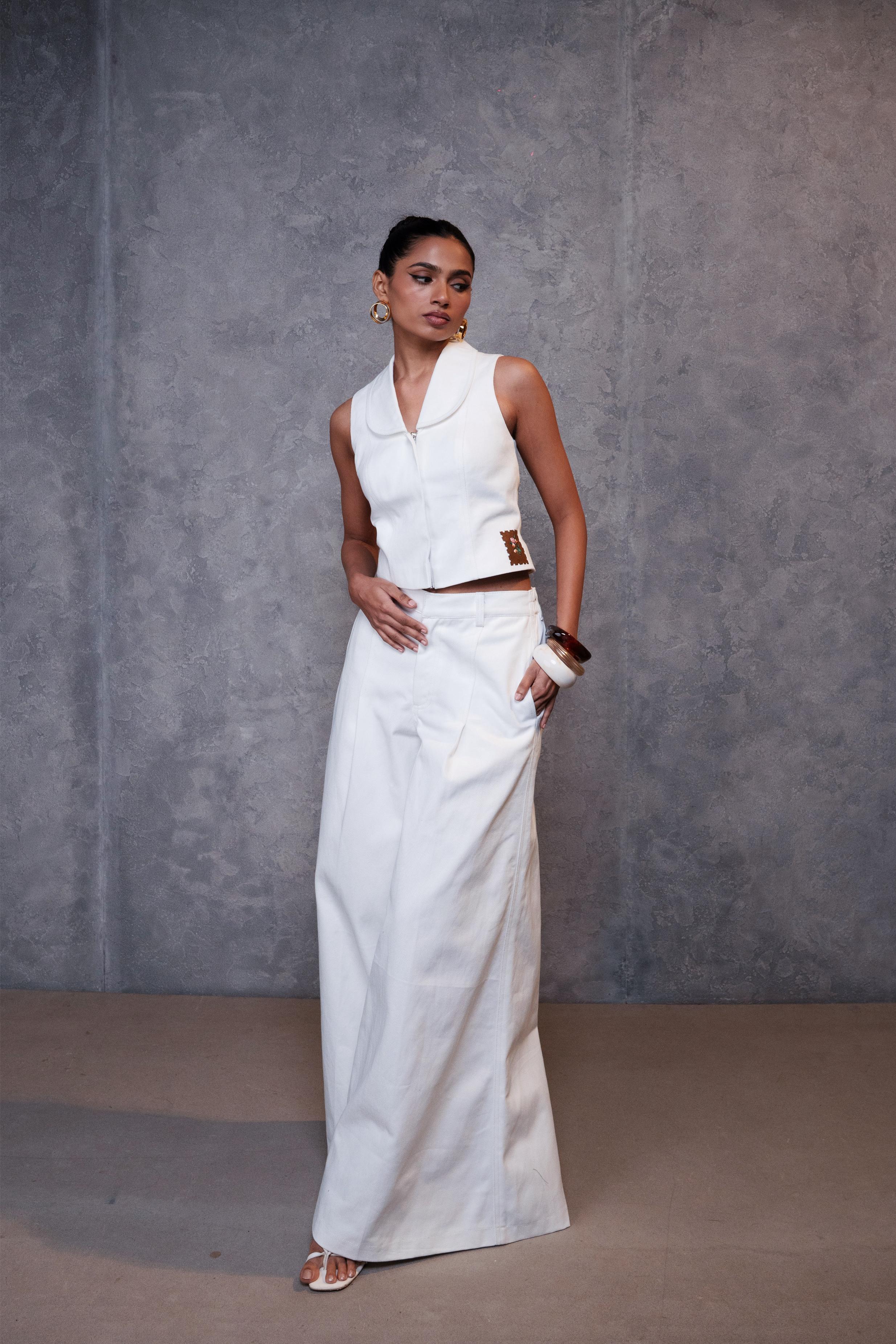 White Daak Cropped Waistcoat