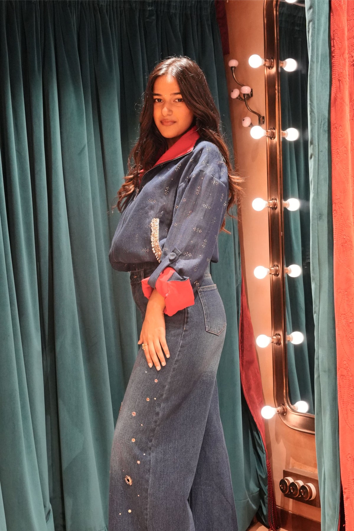 INDIGO MUKAISH FUNNEL NECK BOMBER