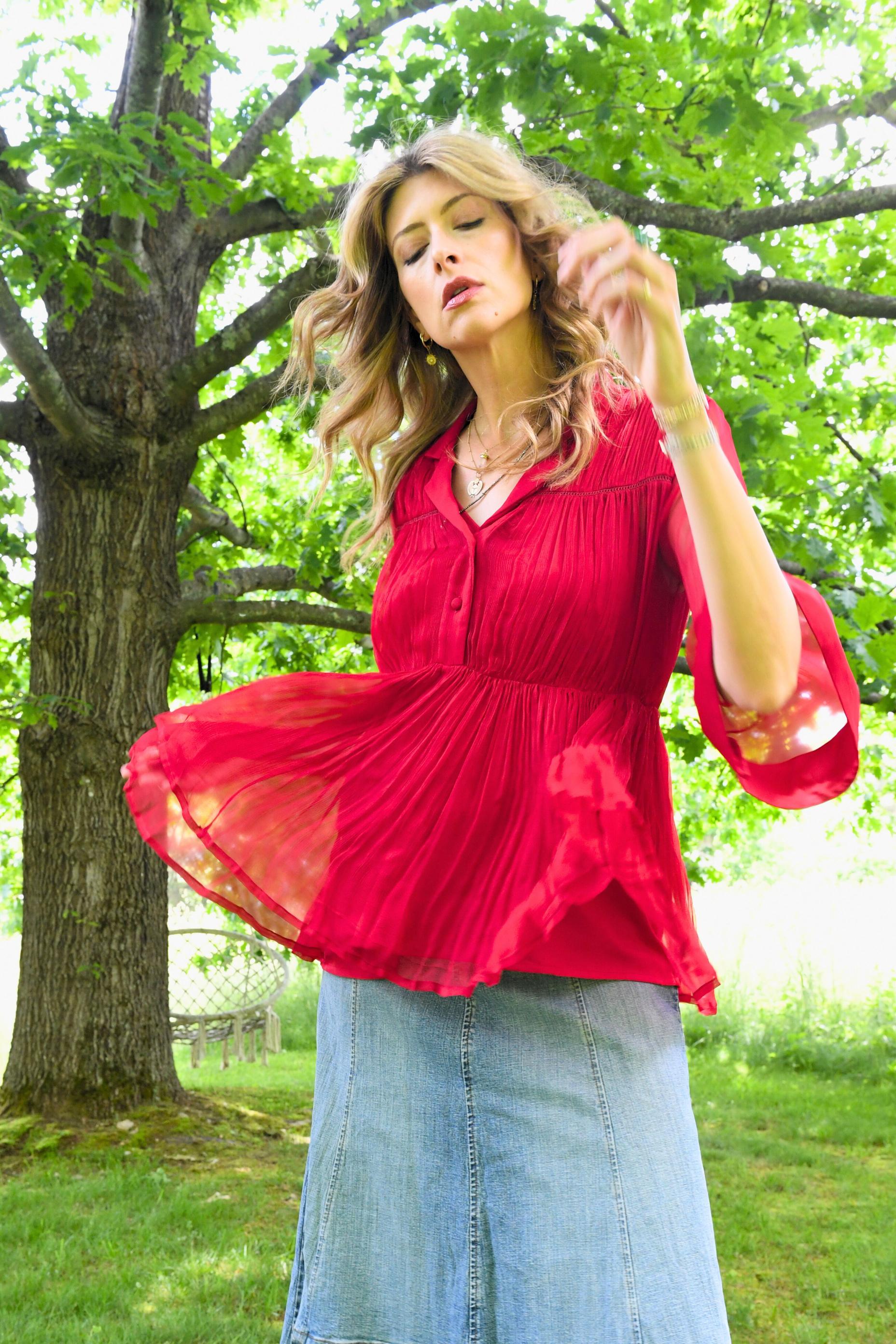 Berry Red Layered Shirt