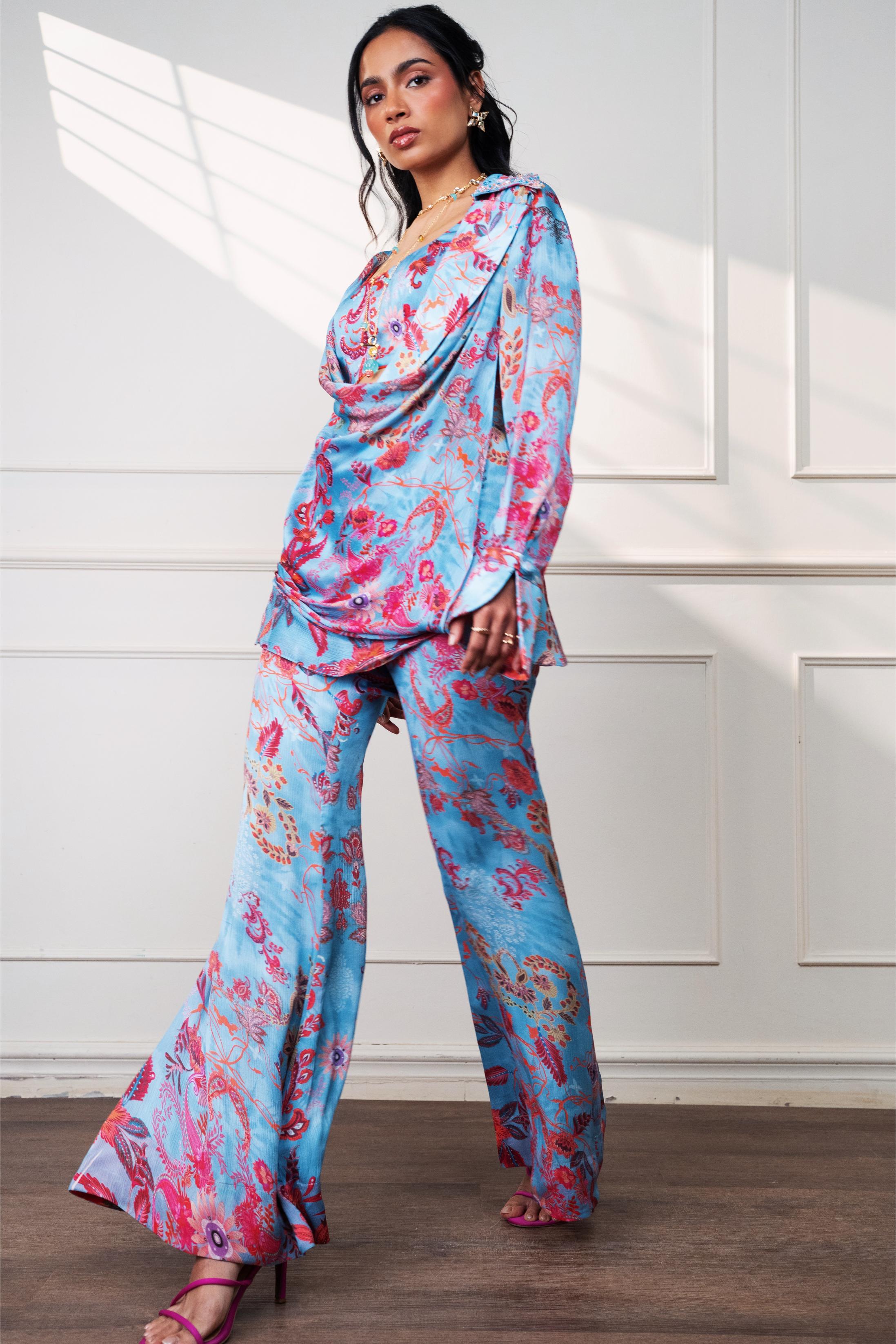 Icy Bloom Flared Pants at Style Junkiie