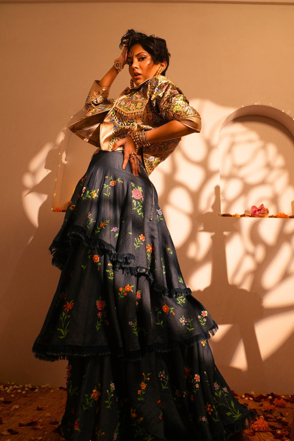 GUL-E-VILAYAT TENCEL KASHMIRI HAND PAINTED LONG SKIRT