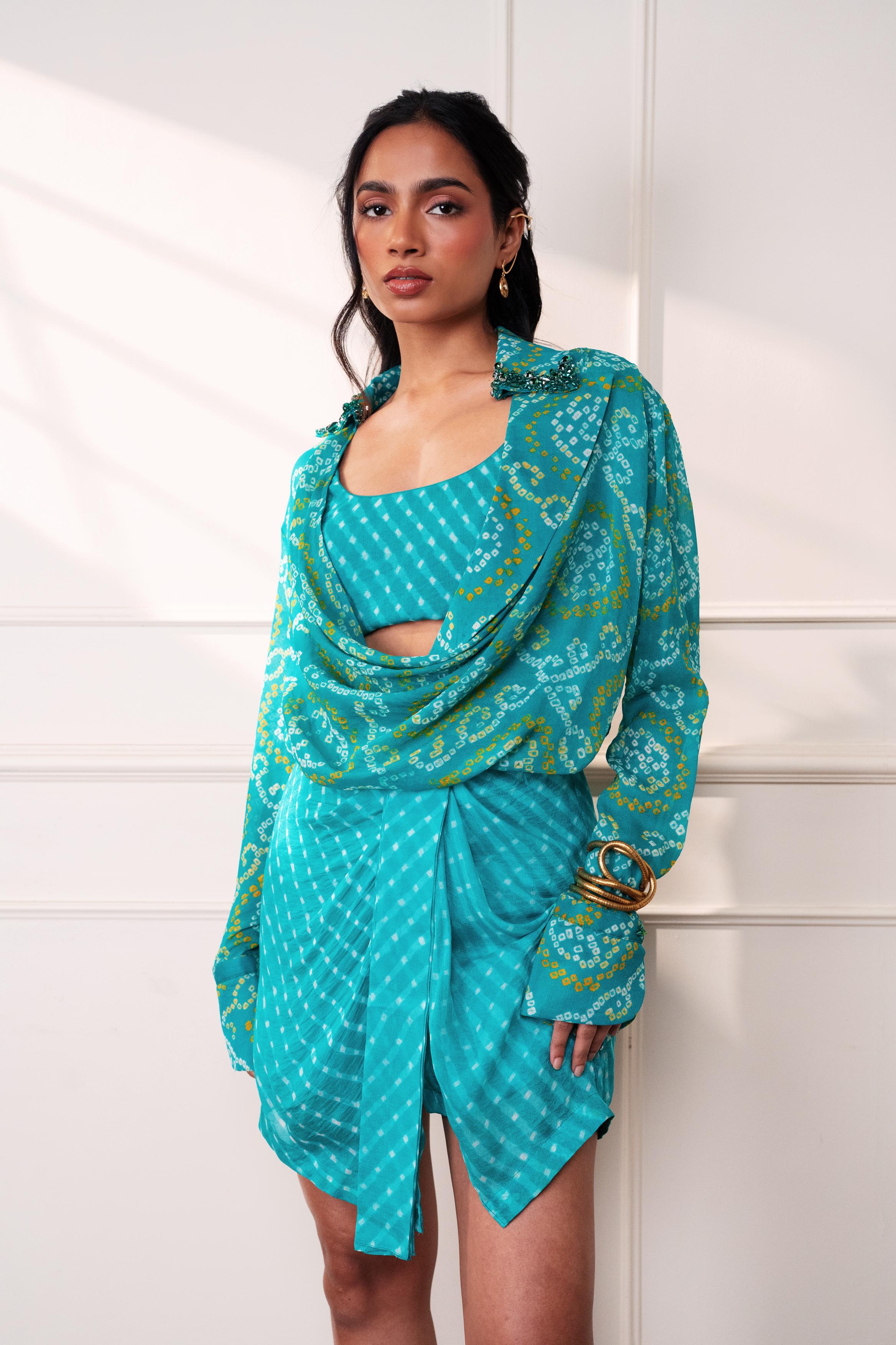 The Knot Seafoam Embroidered Bustier at Style Junkiie