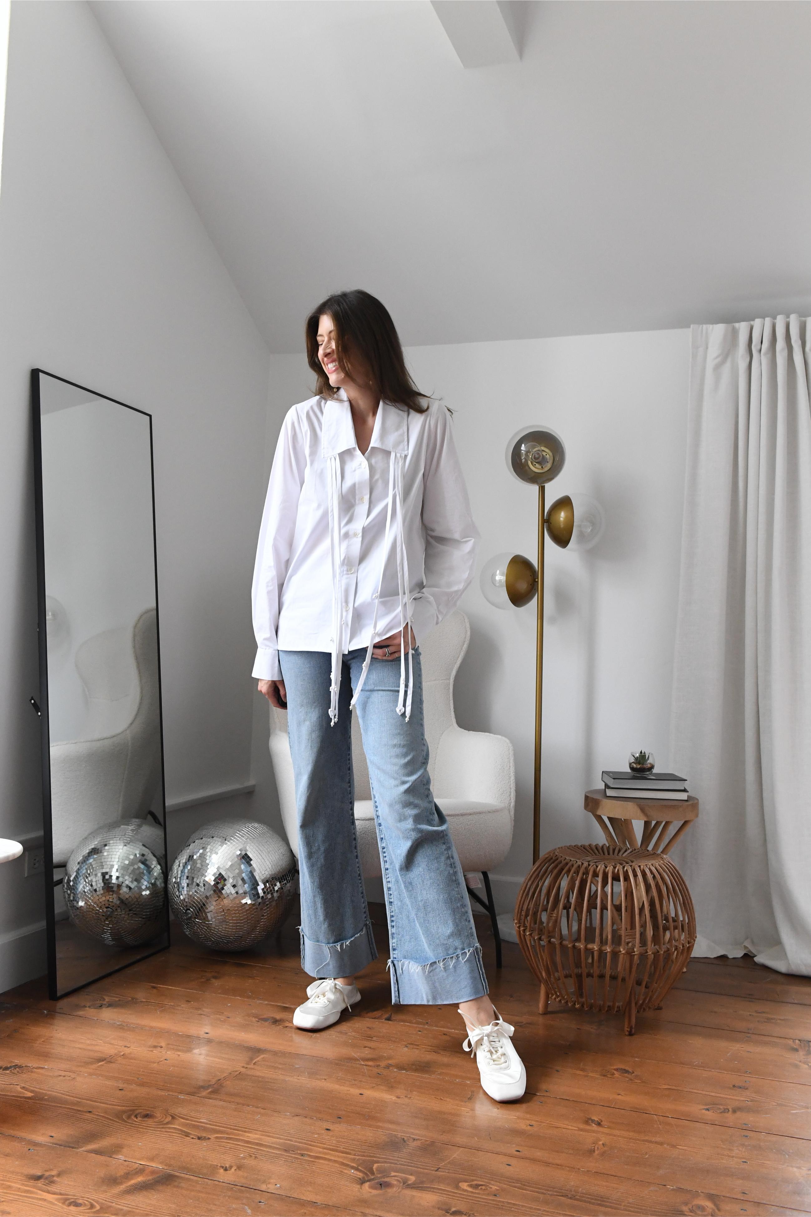 WHITE FRINGE COLLAR SHIRT