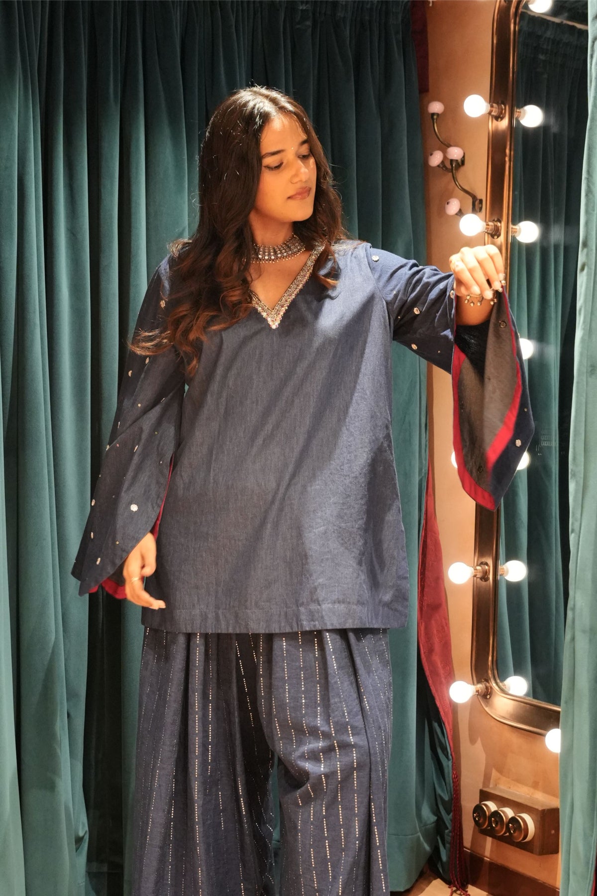 MIDNIGHT STARDUST V NECK TUNIC
