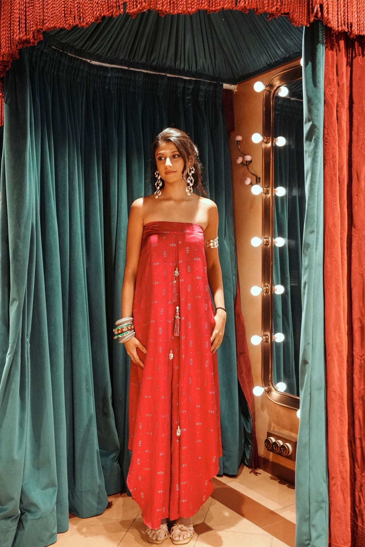 BERRY BLUSH MUKAISH TASSEL JUMPSUIT