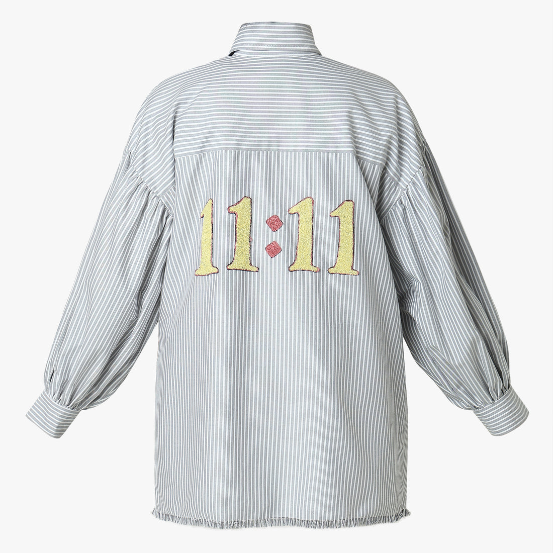 11:11 Oversized High-Low Frayed Hem Shirt