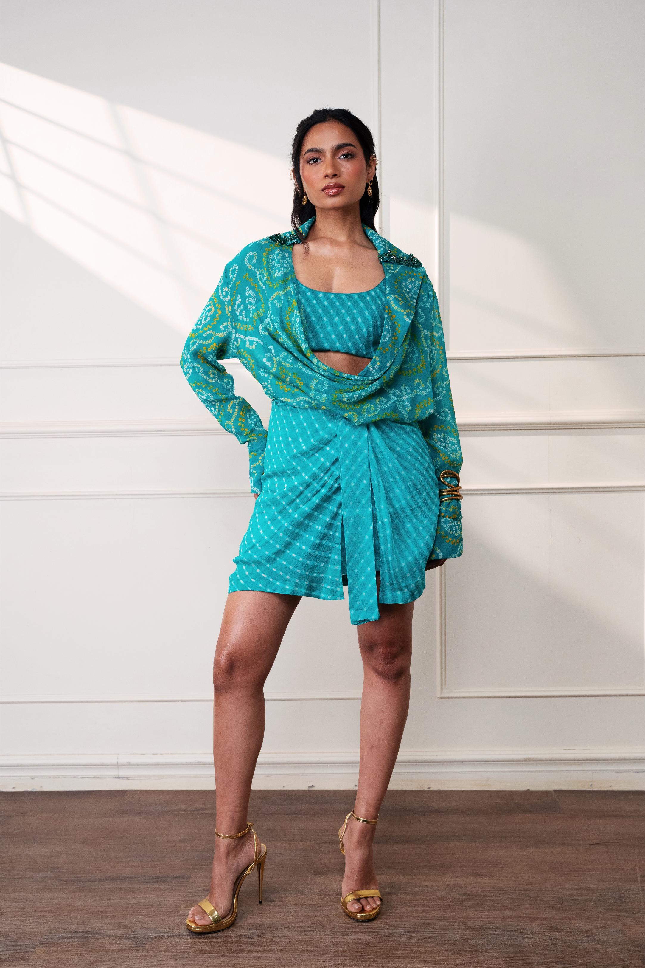 The Knot Seafoam Embroidered Bustier at Style Junkiie