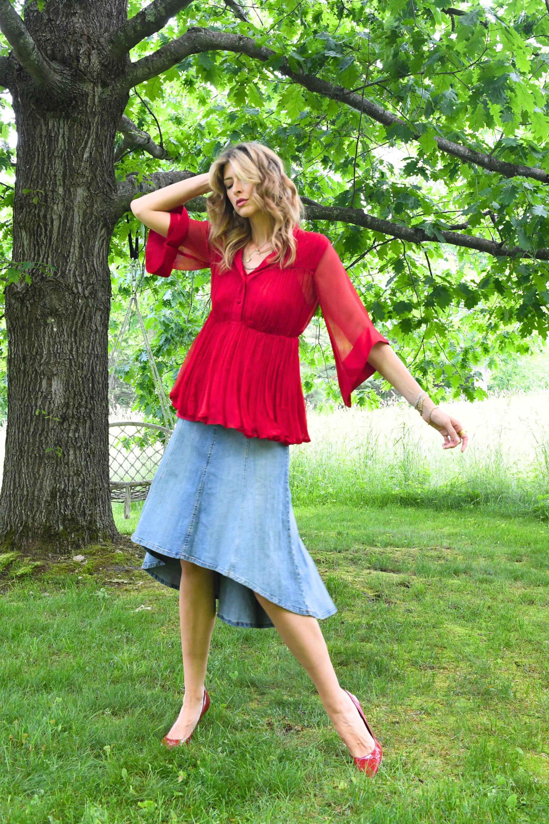 Berry Red Layered Shirt