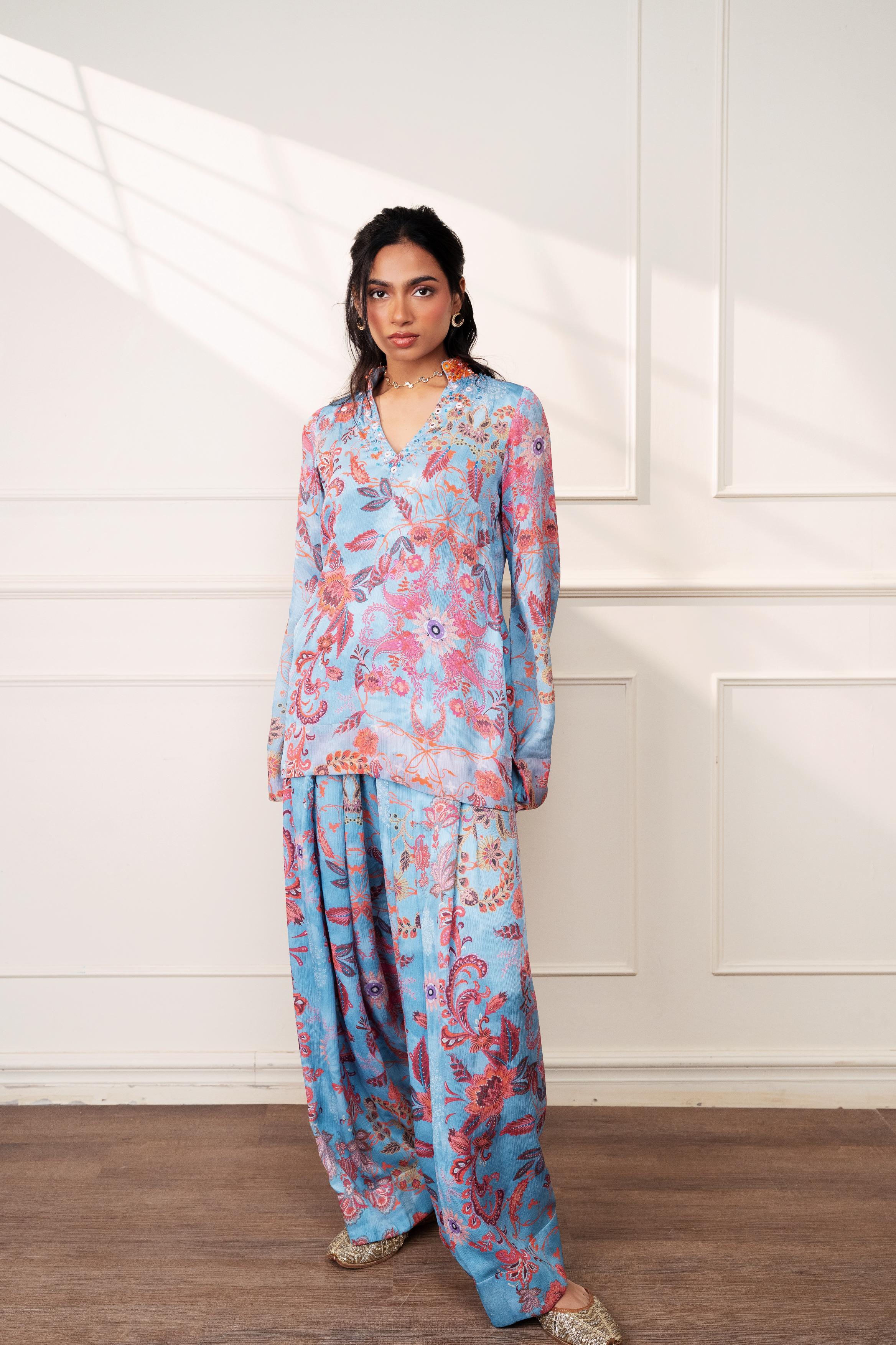 Icy Bloom Farsi Kurti Online at Style Junkiie