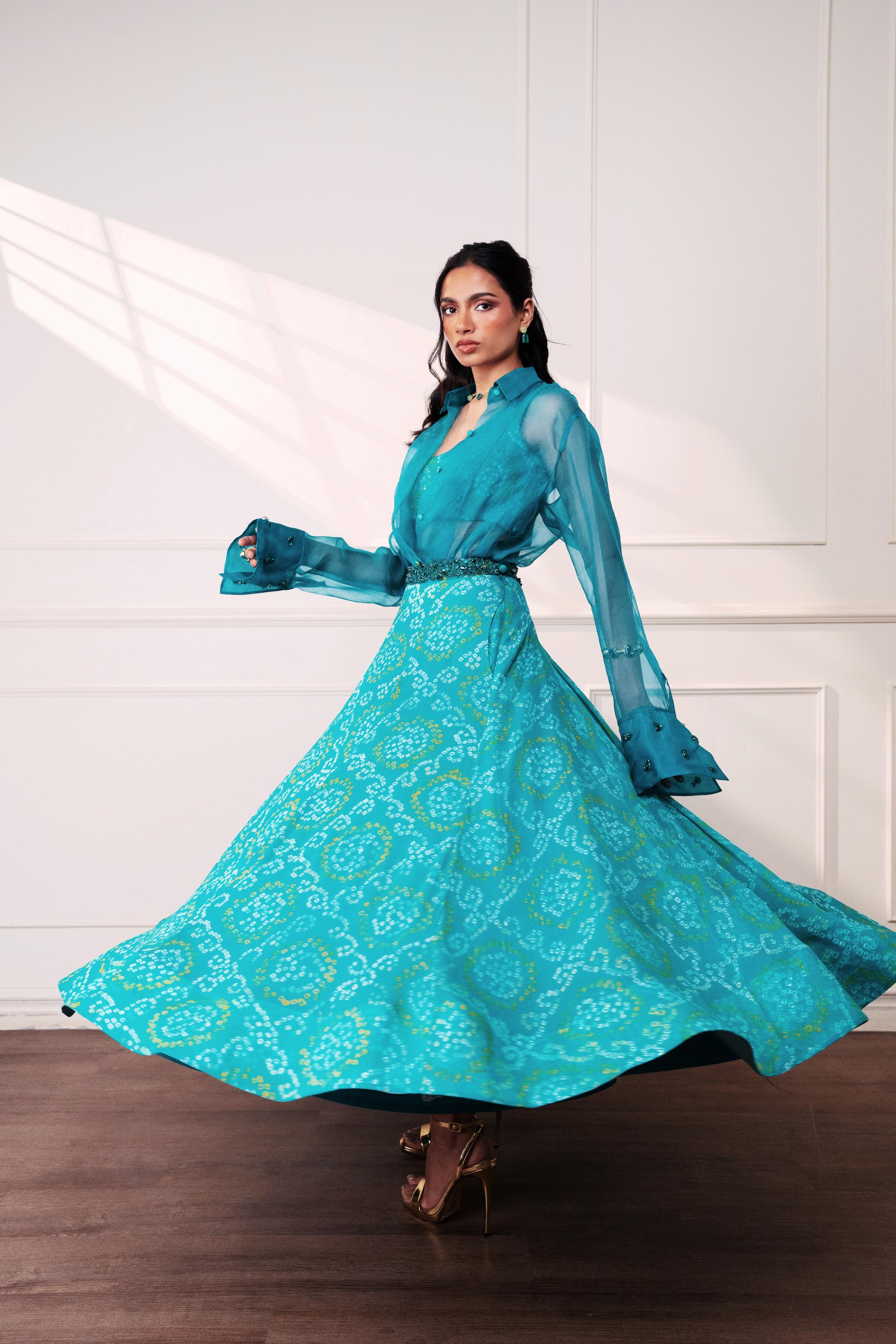 The Knot Seafoam Lehenga at Style Junkiie