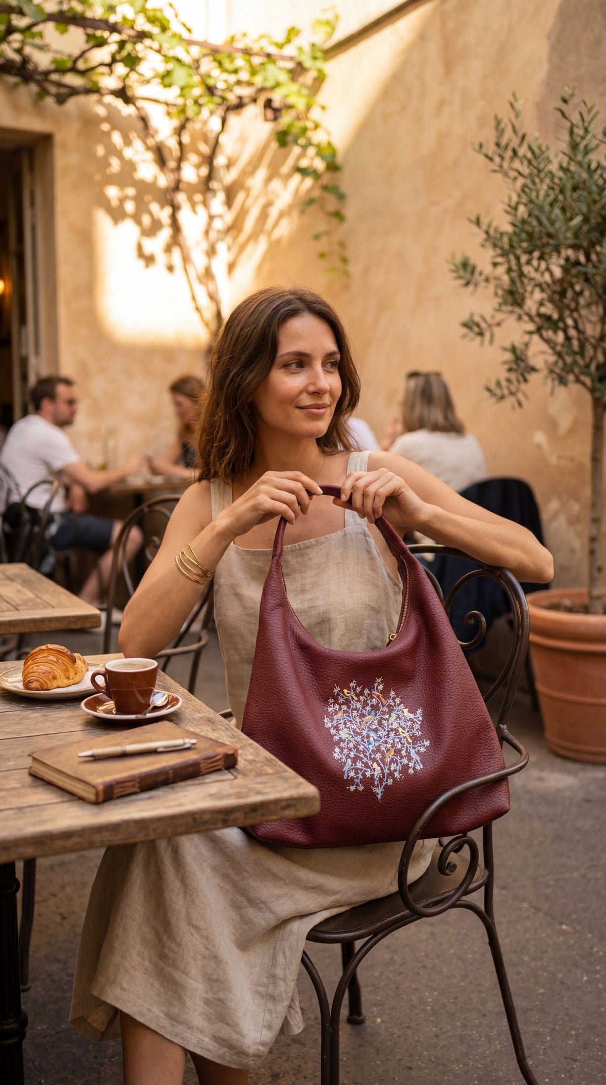 Gul Floral Burgundy Tote