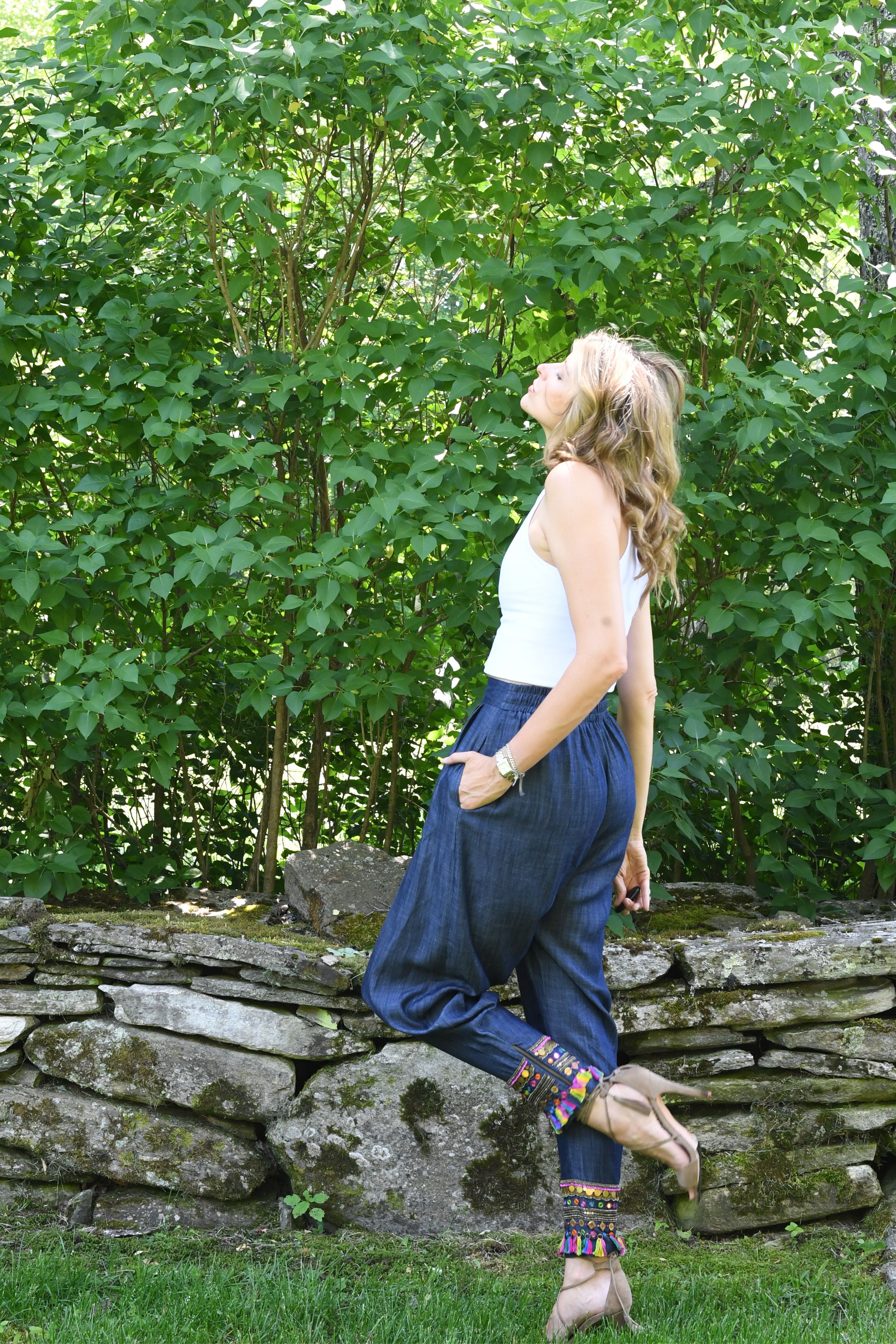 CHROMATIC TENCEL EMBROIDERED JP PANTS