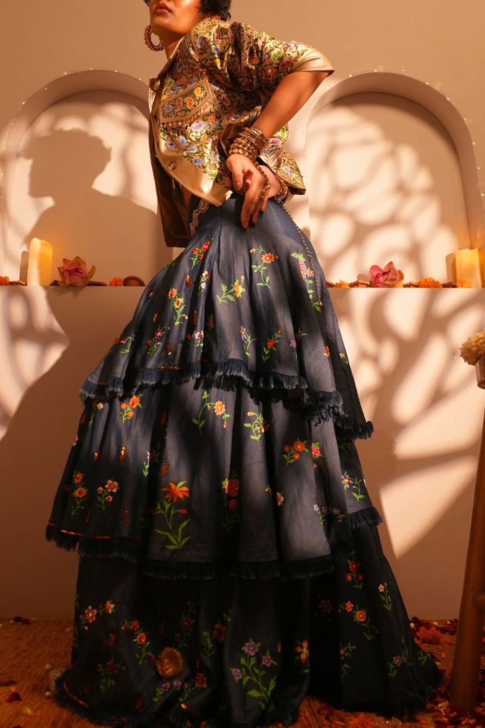 GUL-E-VILAYAT TENCEL KASHMIRI HAND PAINTED LONG SKIRT