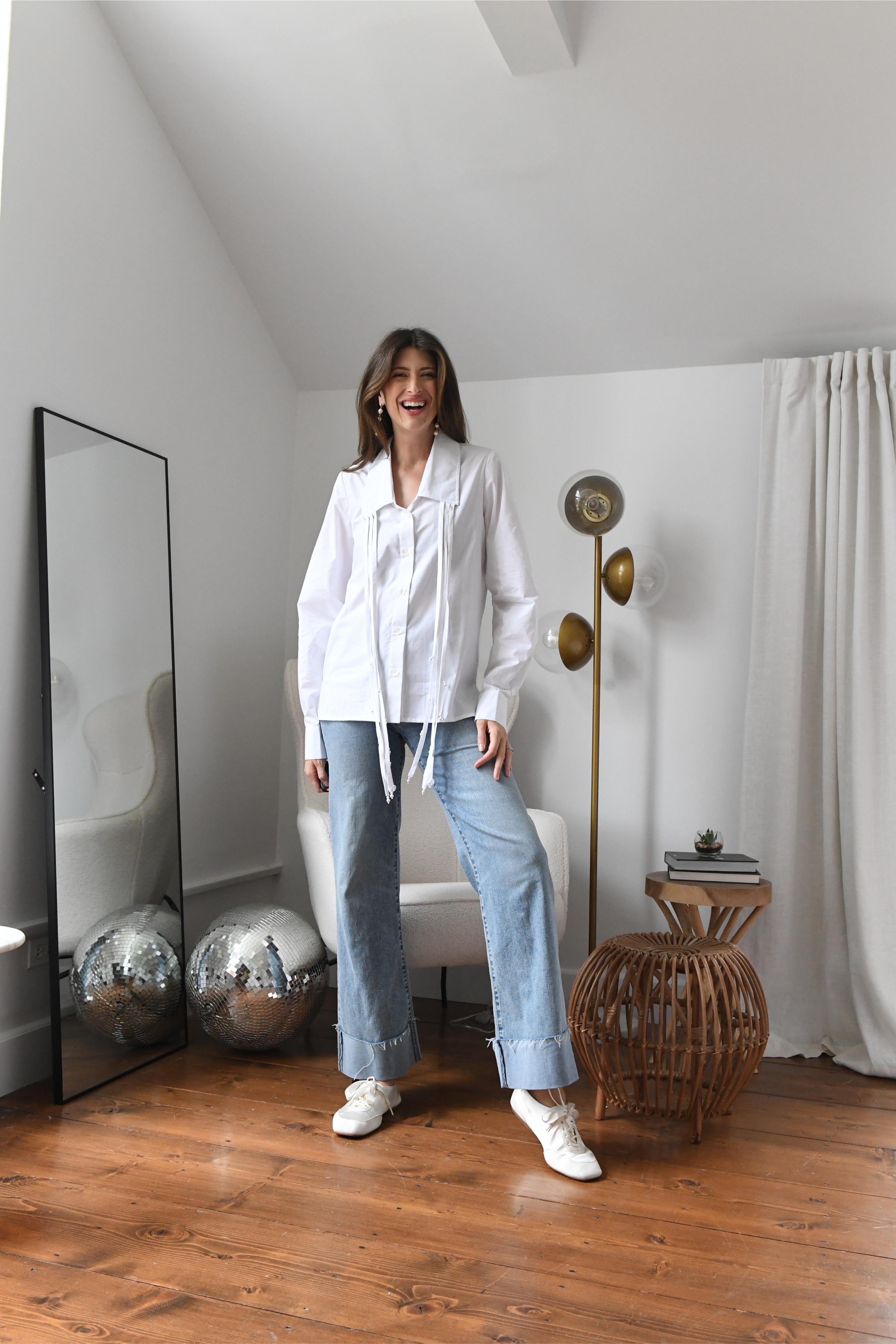 WHITE FRINGE COLLAR SHIRT