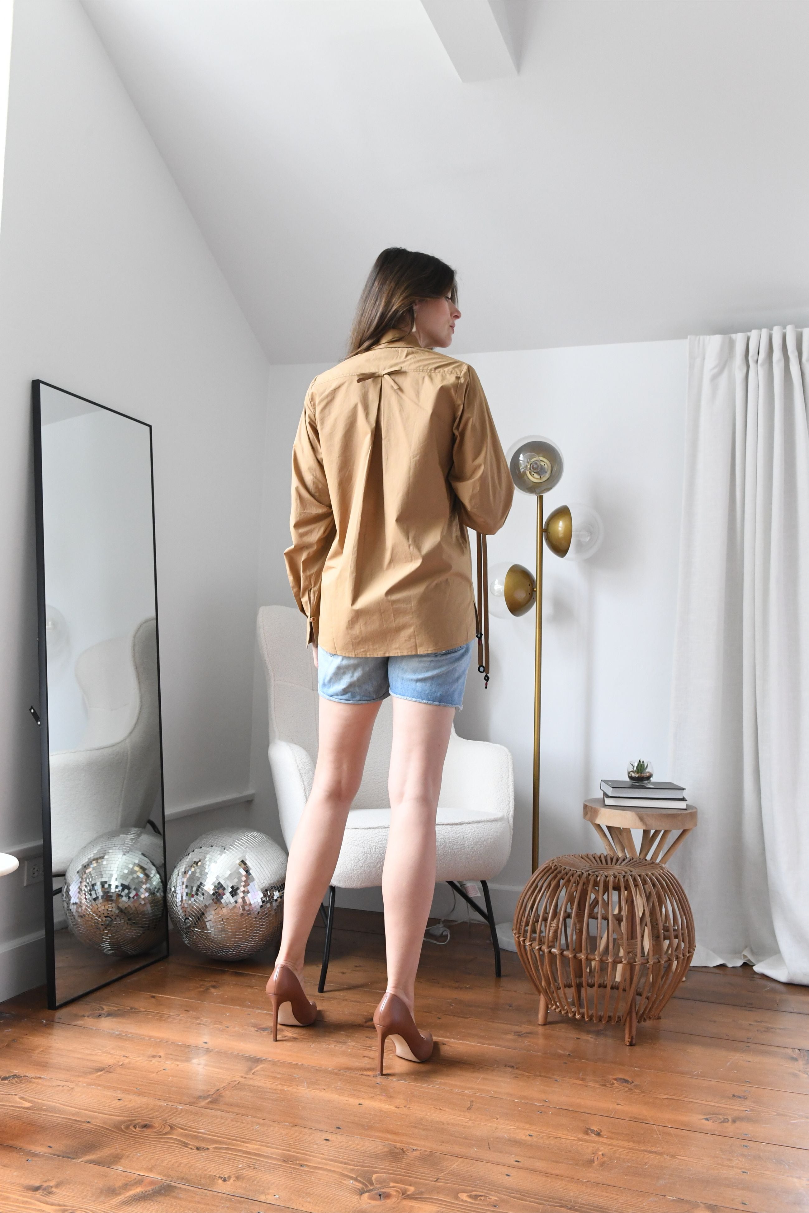 KHAKI FRINGE COLLAR SHIRT