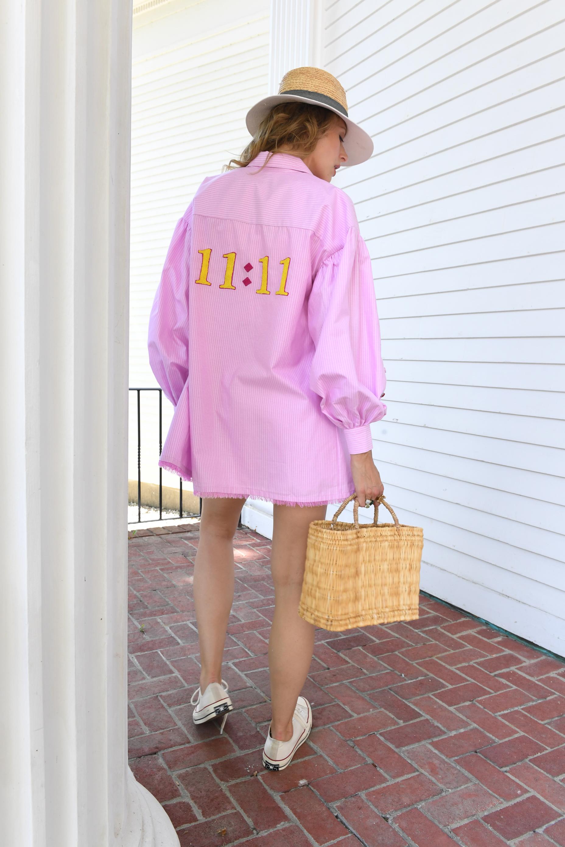 11:11 Pink Stripe Shirt with Scallop Shorts