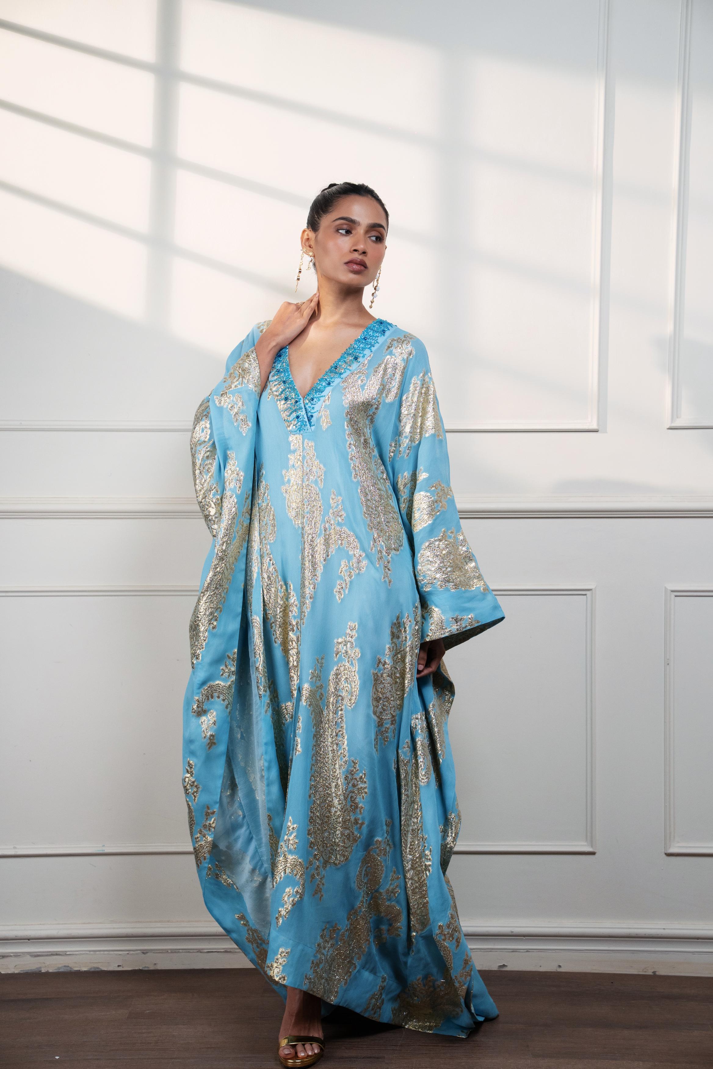 Icy Paisley Kaftan at Style Junkiie