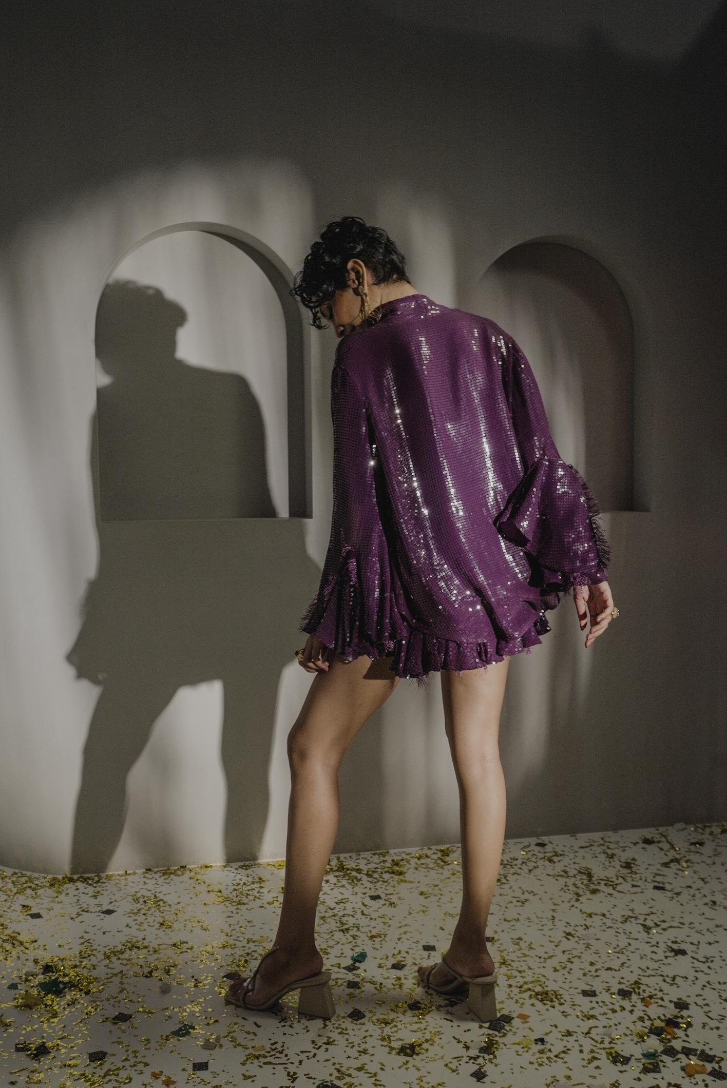 Amethyst Sequin Shrug