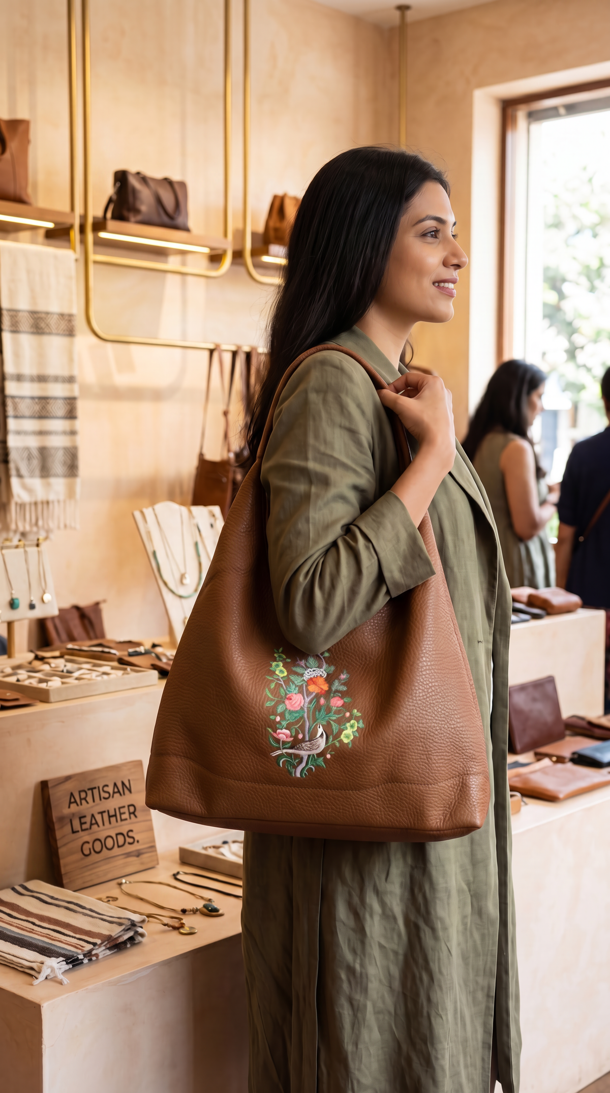 Brown Gul Poshem Tote