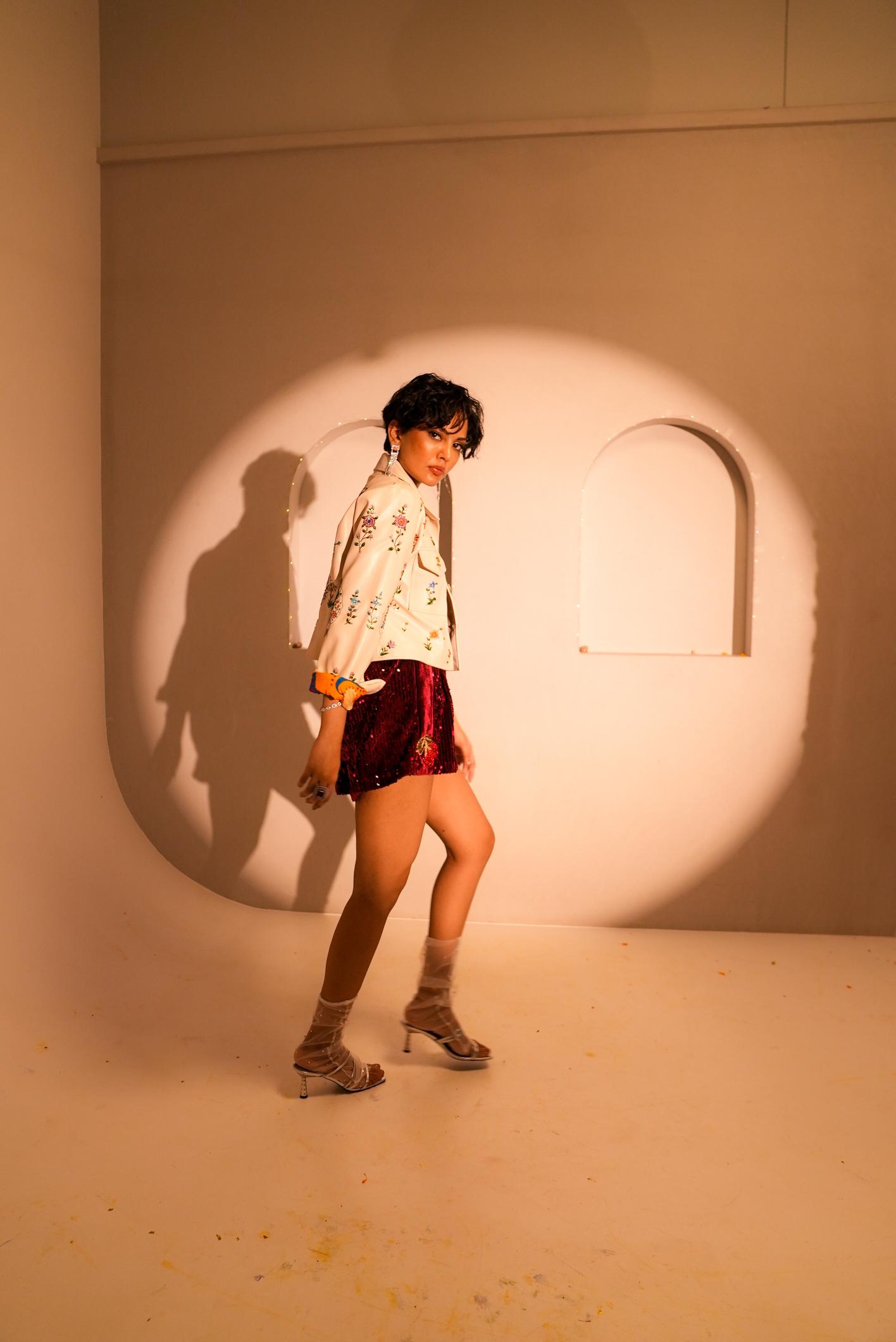 Cherry Red Sequin Shorts