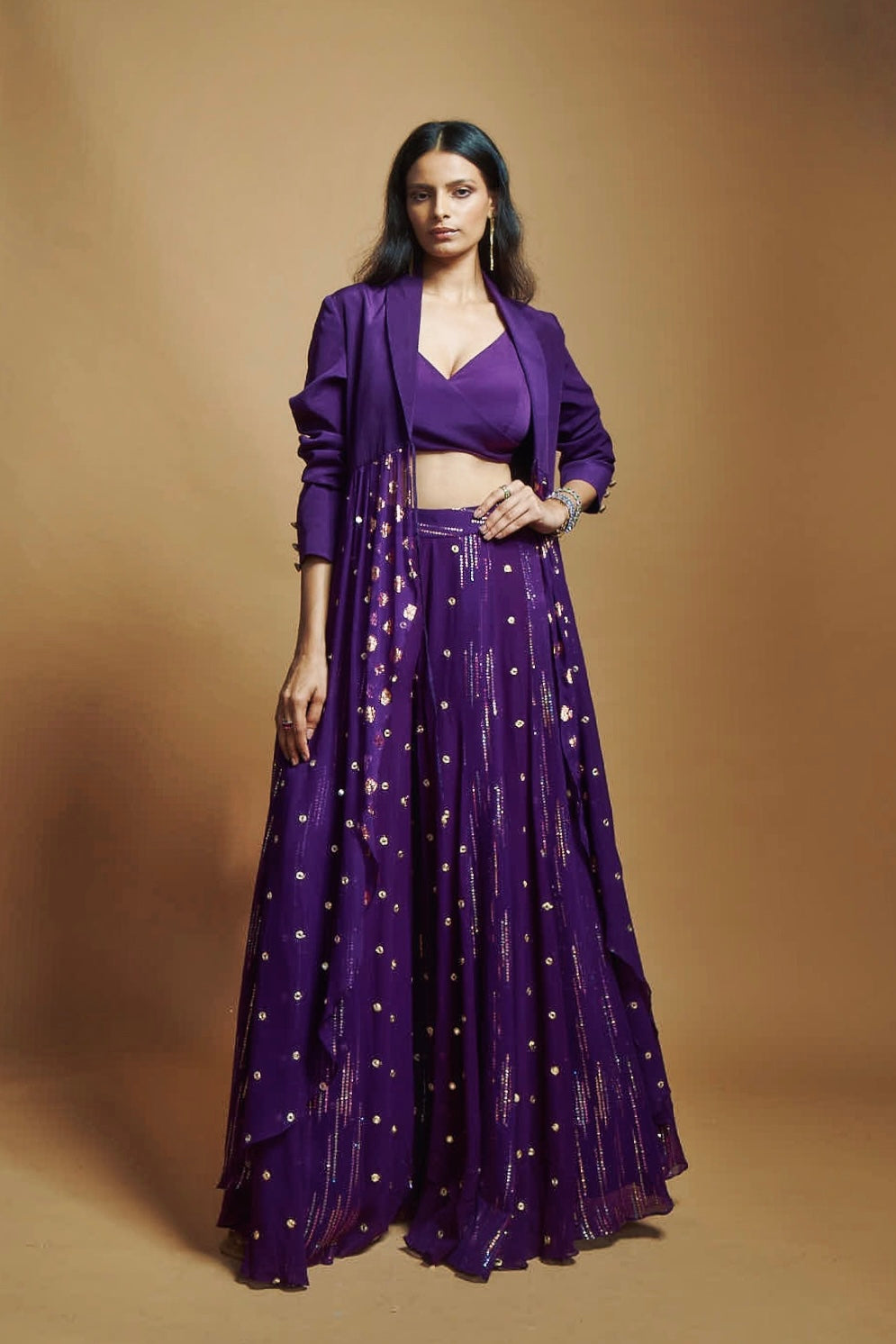 PURPLE MULTI PANEL BLAZER DUSTER