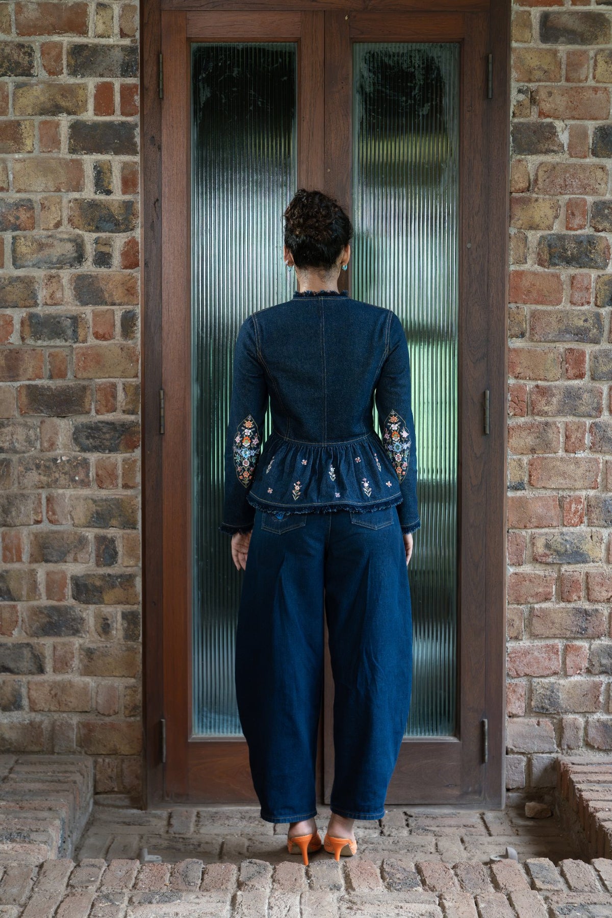 DARK BLUE POSHEM DENIM PEPLUM JACKET
