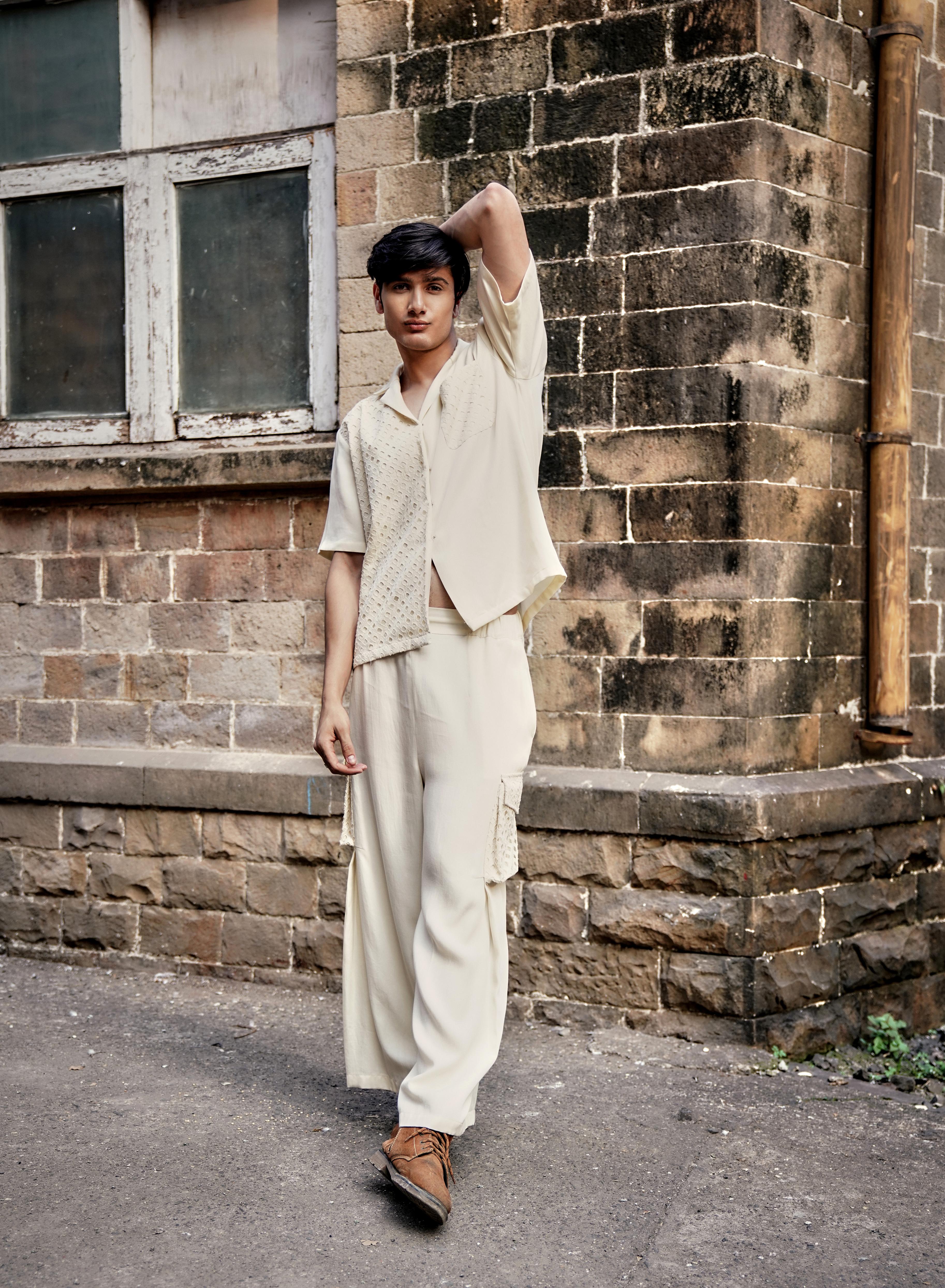 Sea Salt Schiffli Cotton Twill Shirt