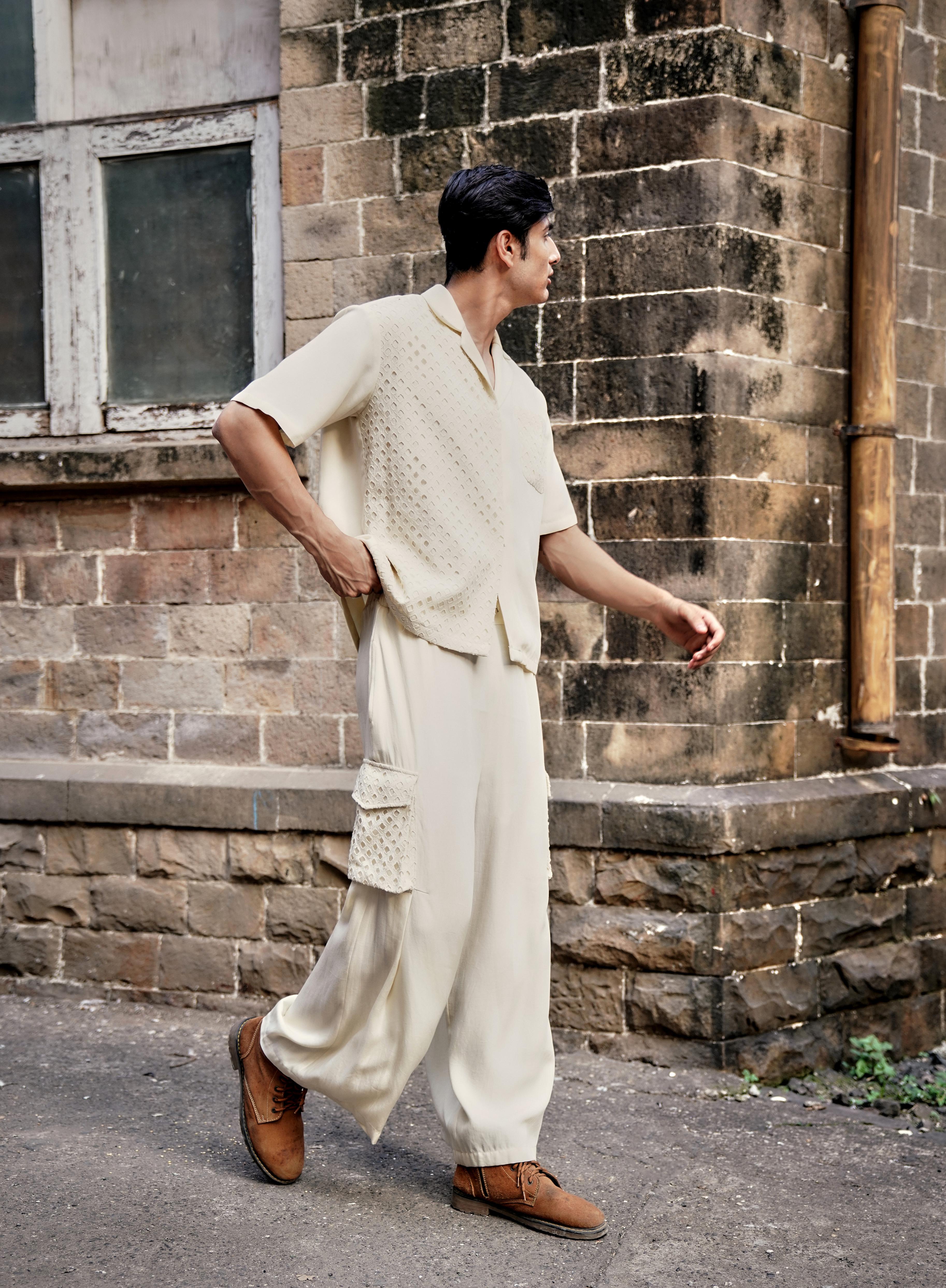 Sea Salt Schiffli Cotton Twill Shirt