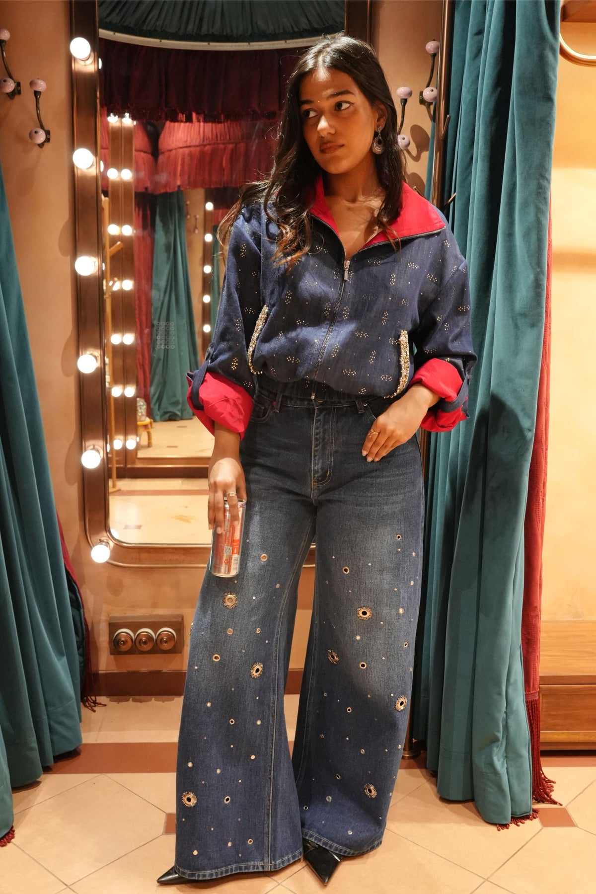 MIDNIGHT STARDUST RIVET FLARED JEANS