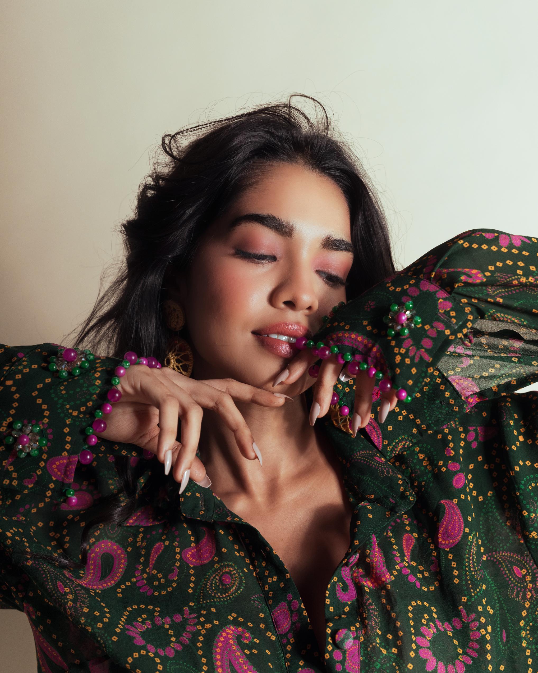 BERRY-MATCHA PAISLEY CORE SHIRT DRESS