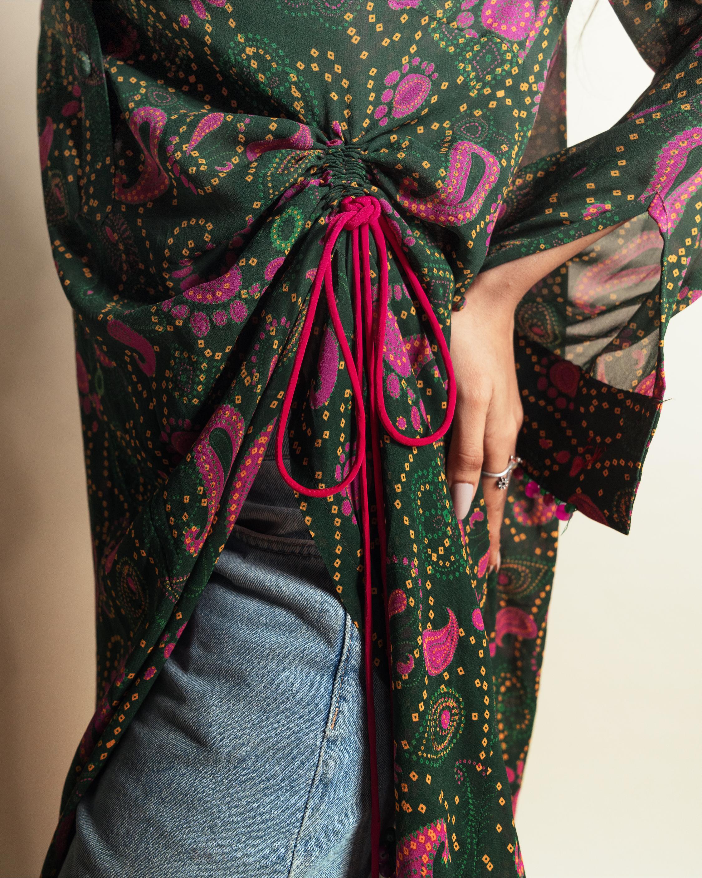 BERRY-MATCHA PAISLEY CORE SHIRT DRESS