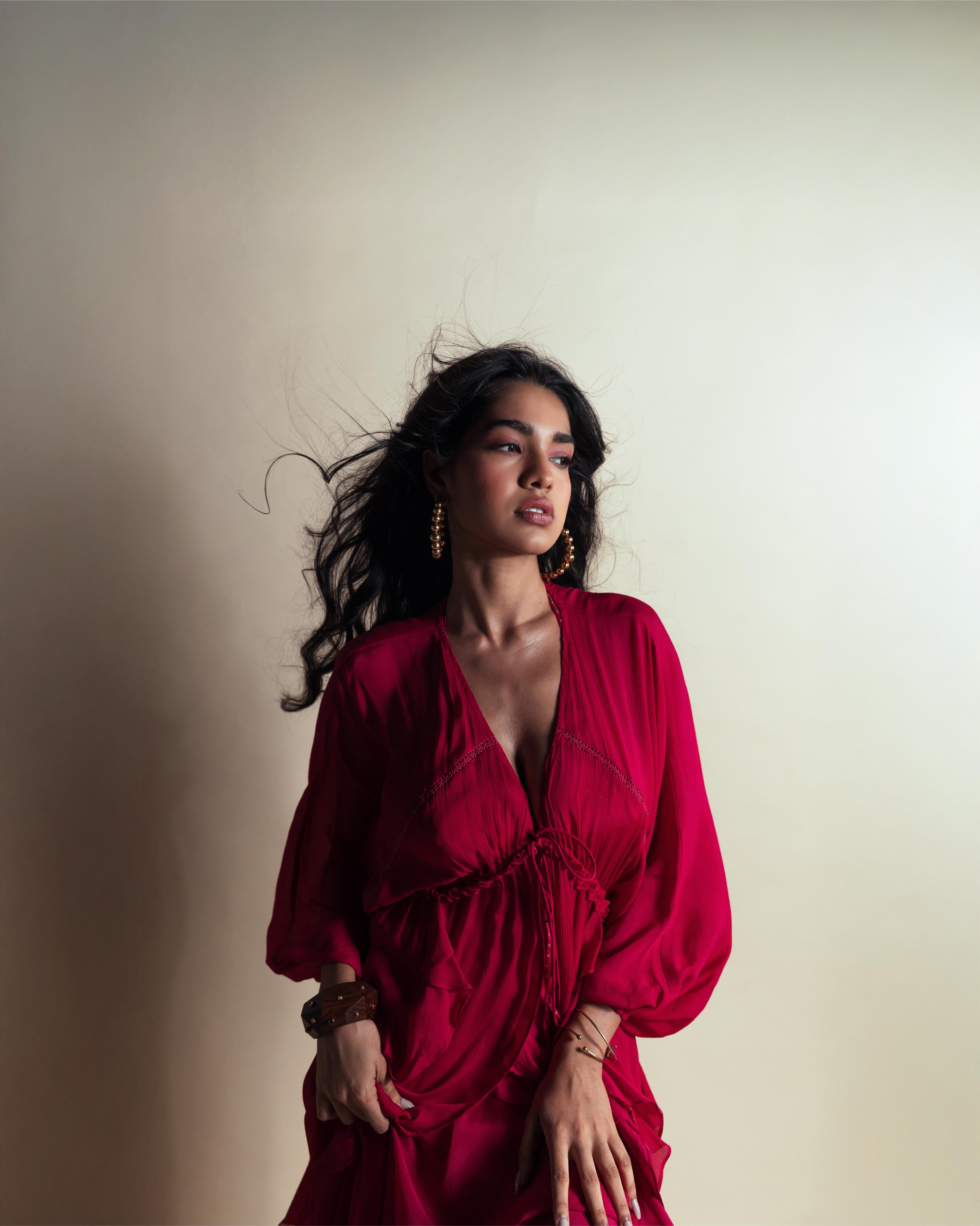 HOT STRAWBERRY CASCADE RUFFLE DUSTER