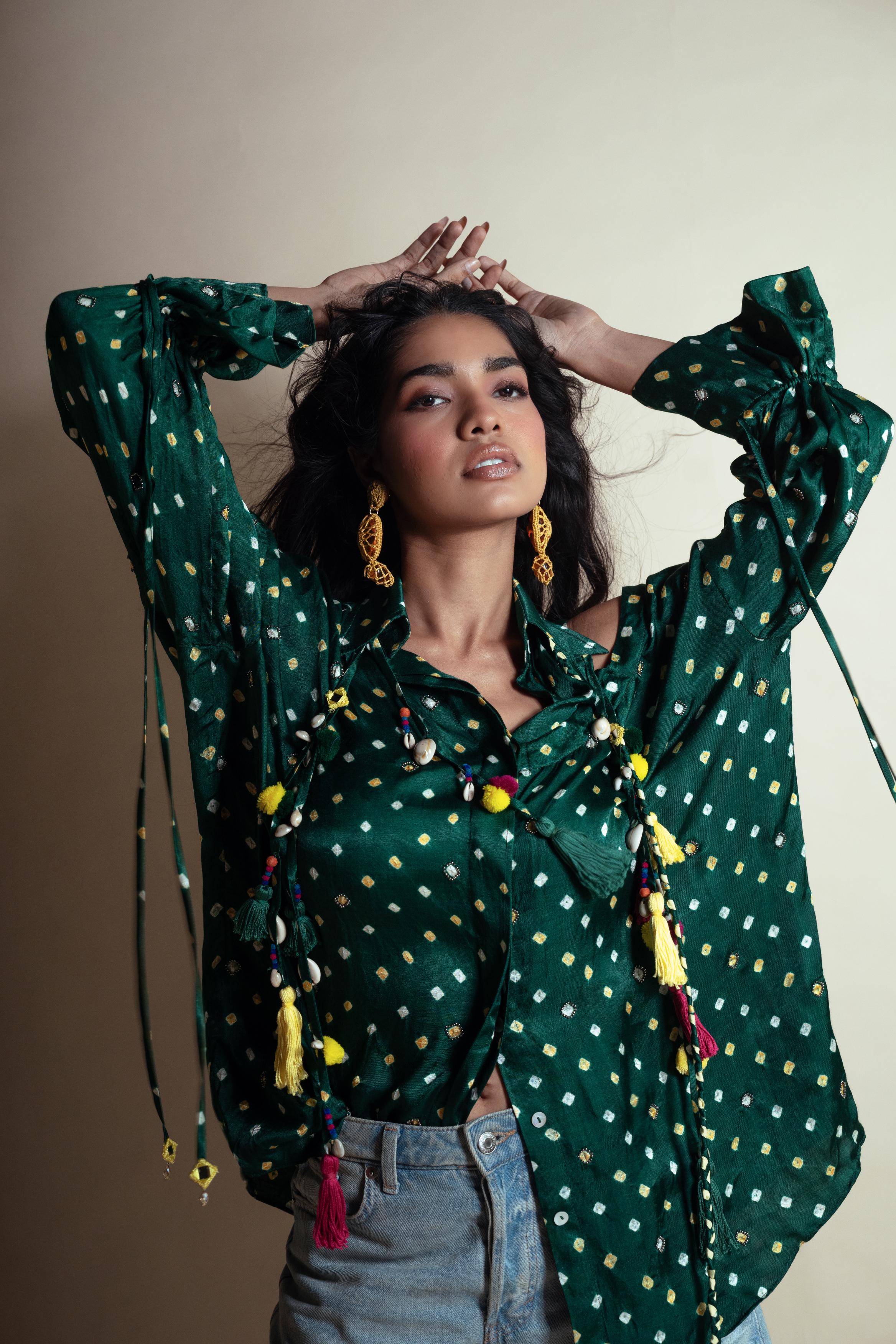 PEEK-A-GREEN BANDHINI SHIRT