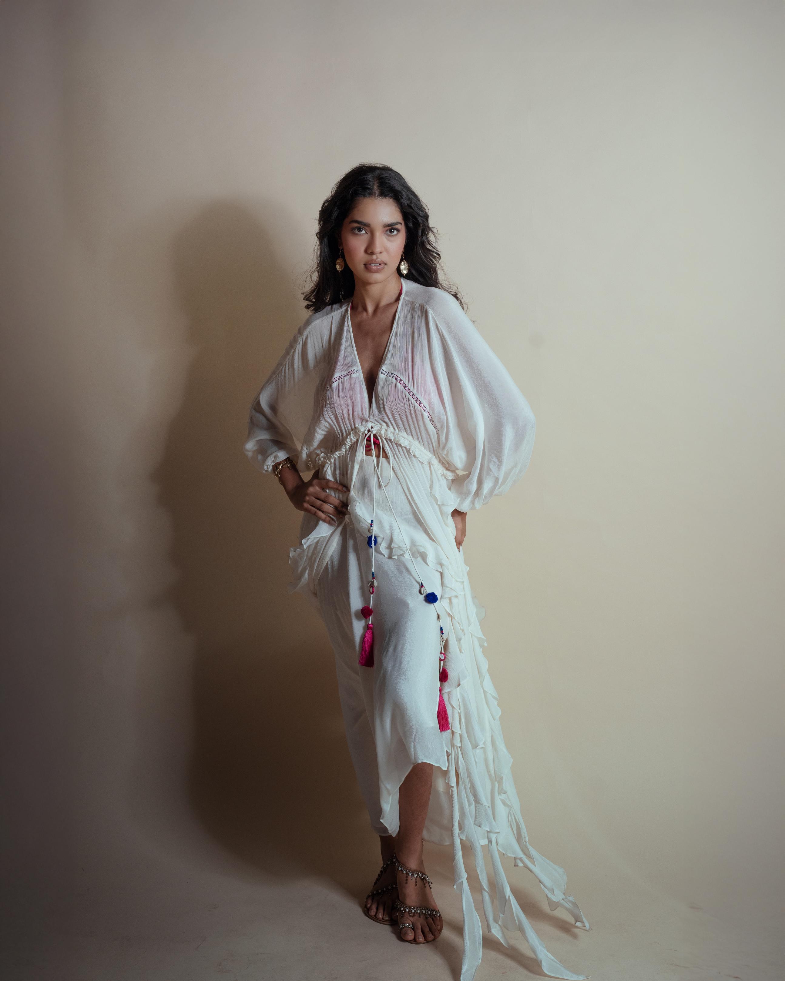 VANILLA CASCADE RUFFLE DUSTER