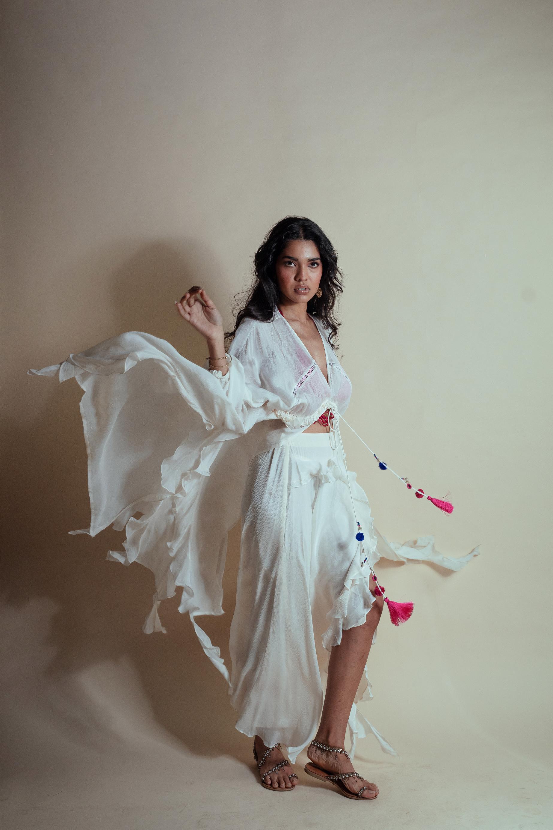 VANILLA CASCADE RUFFLE DUSTER