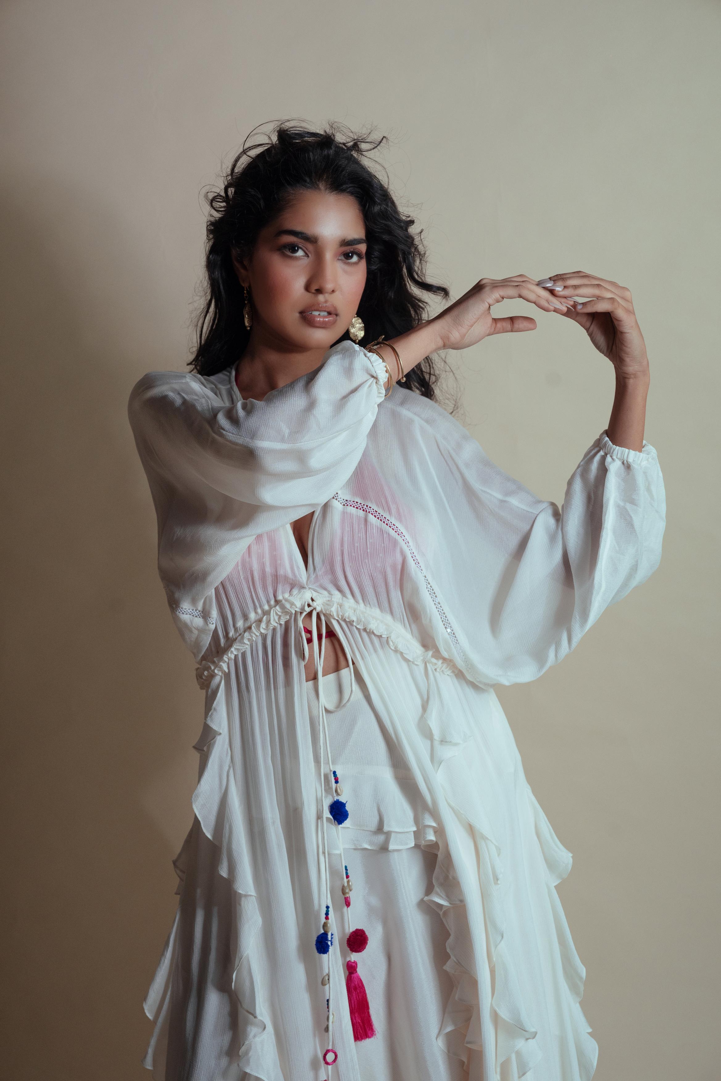 VANILLA CASCADE RUFFLE DUSTER