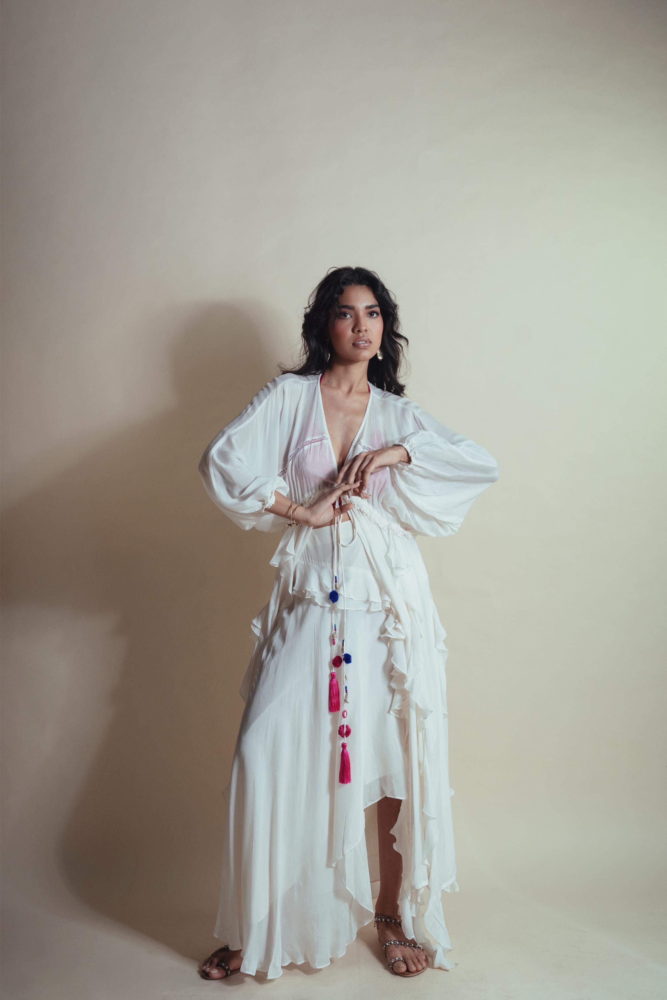 VANILLA CASCADE RUFFLE SKIRT