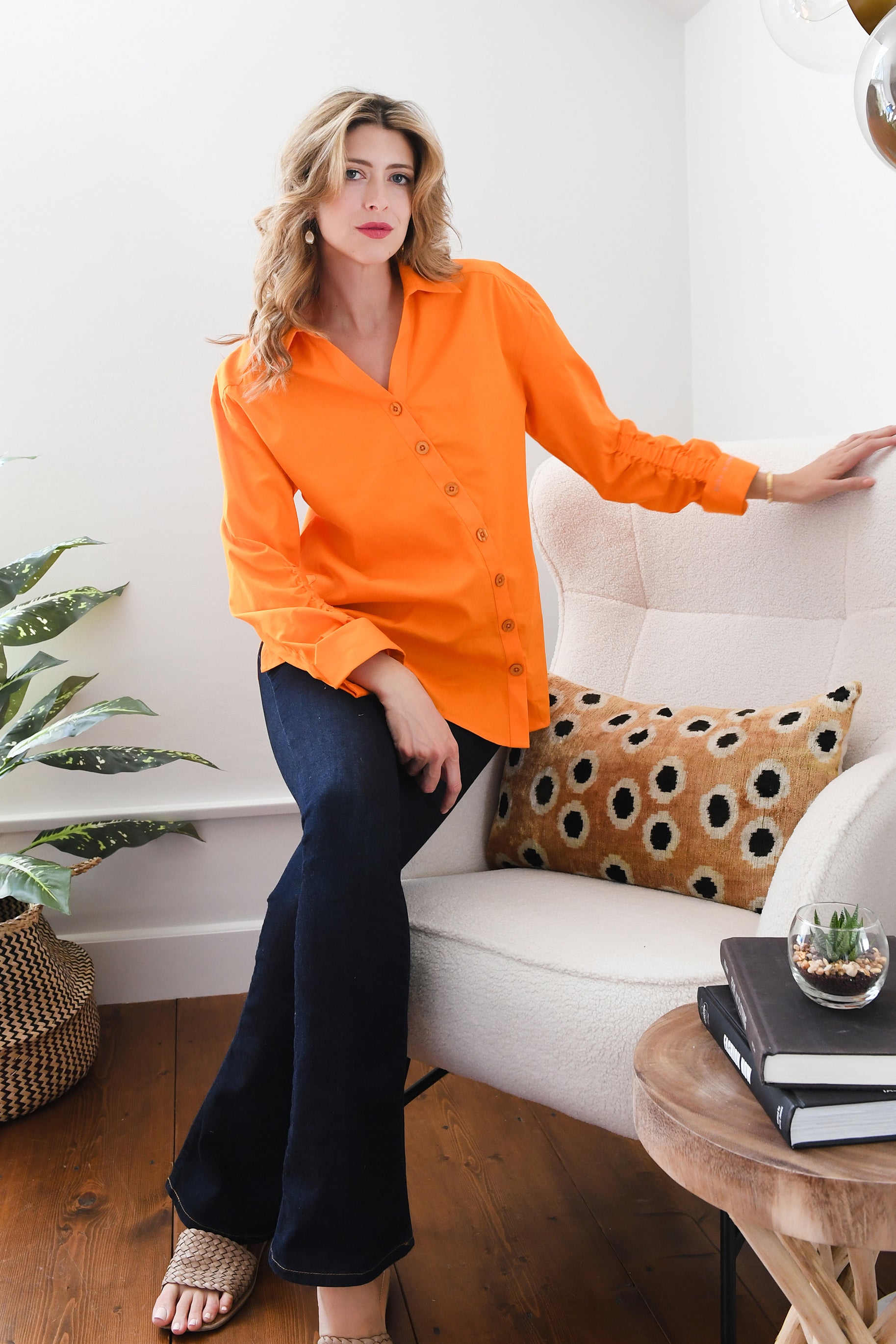 Mango Poplin Ruched Shirt