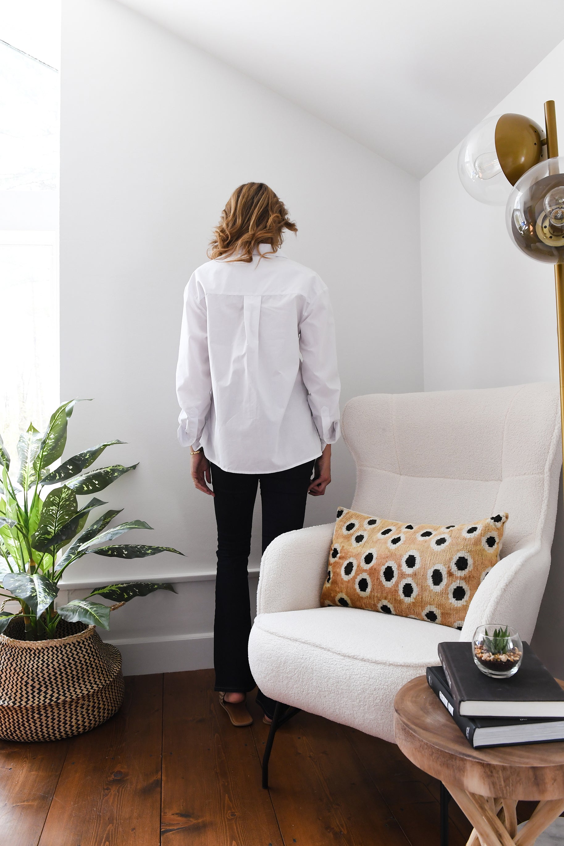 White Poplin Ruched Shirt