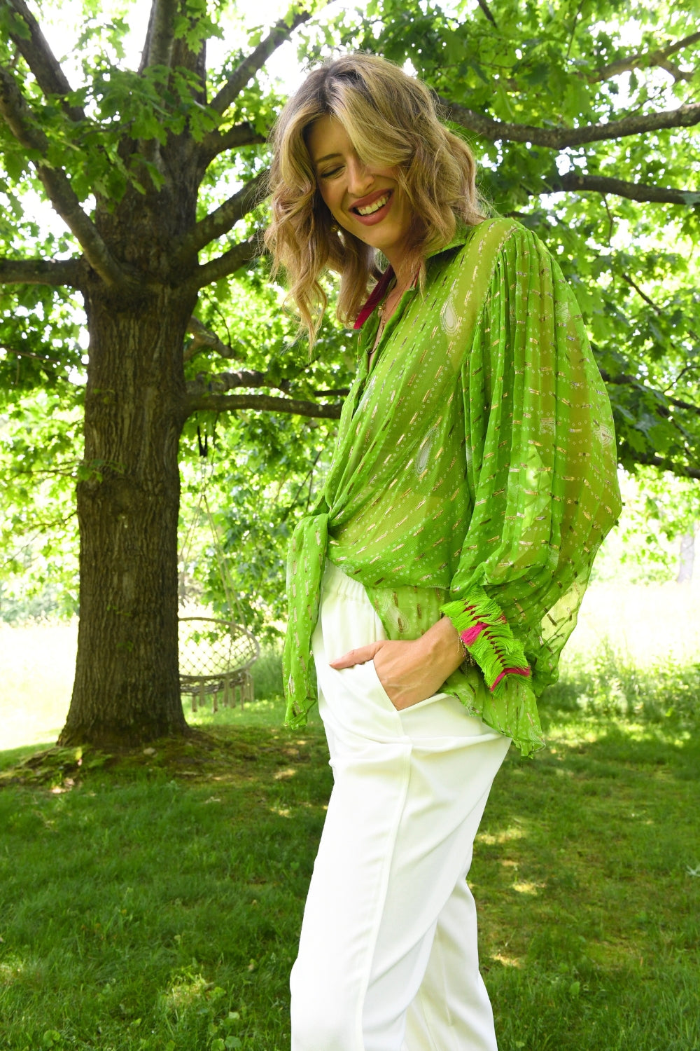 Lime Light Bandhini Kimono Shirt