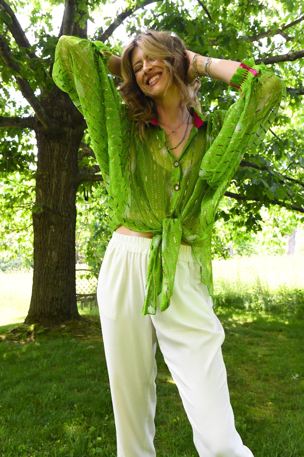 Lime Light Bandhini Kimono Shirt