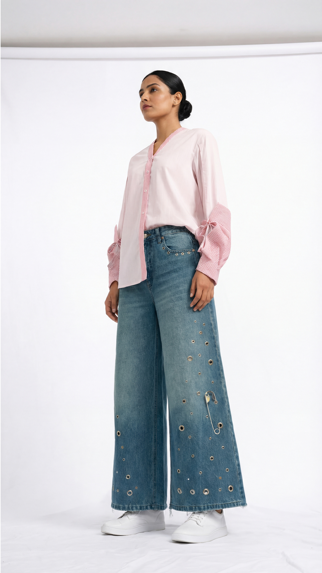 Signature Safety-Pin Flared Jeans