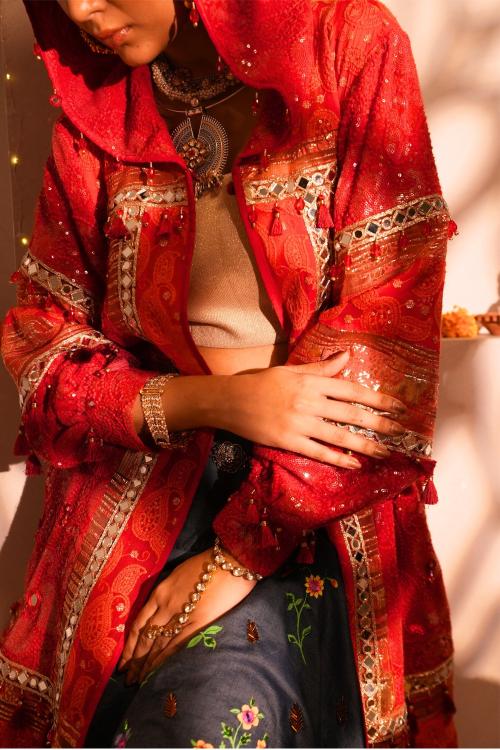 Ruby Red Chickankari Hoodie