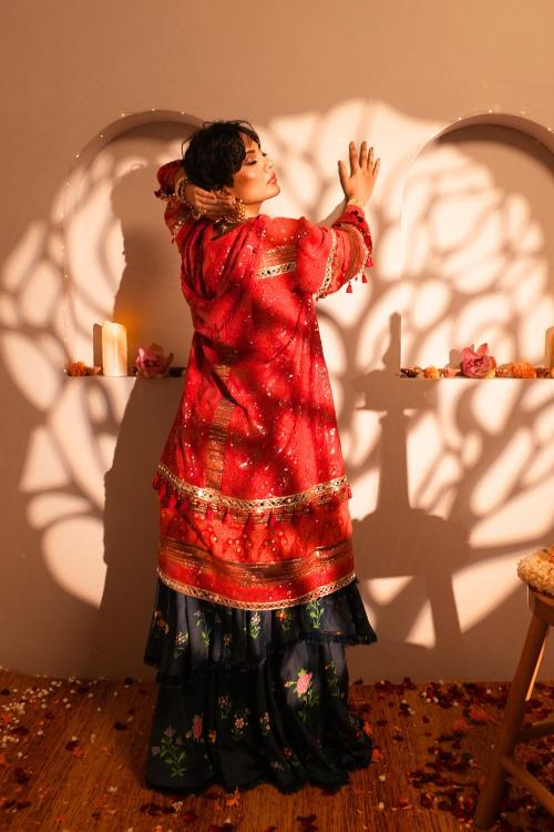 Ruby Red Chickankari Hoodie