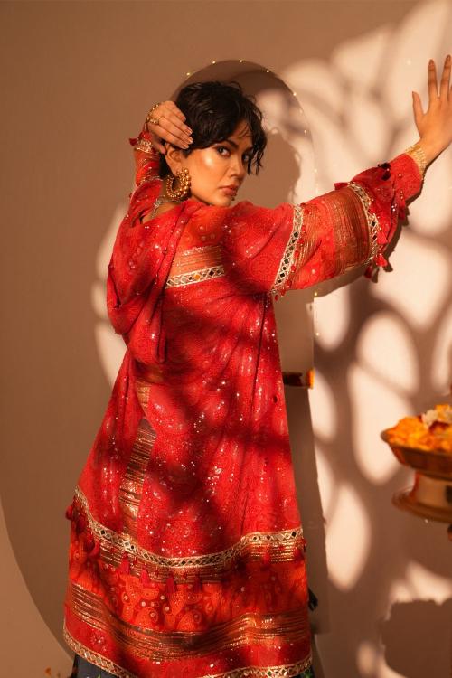 Ruby Red Chickankari Hoodie