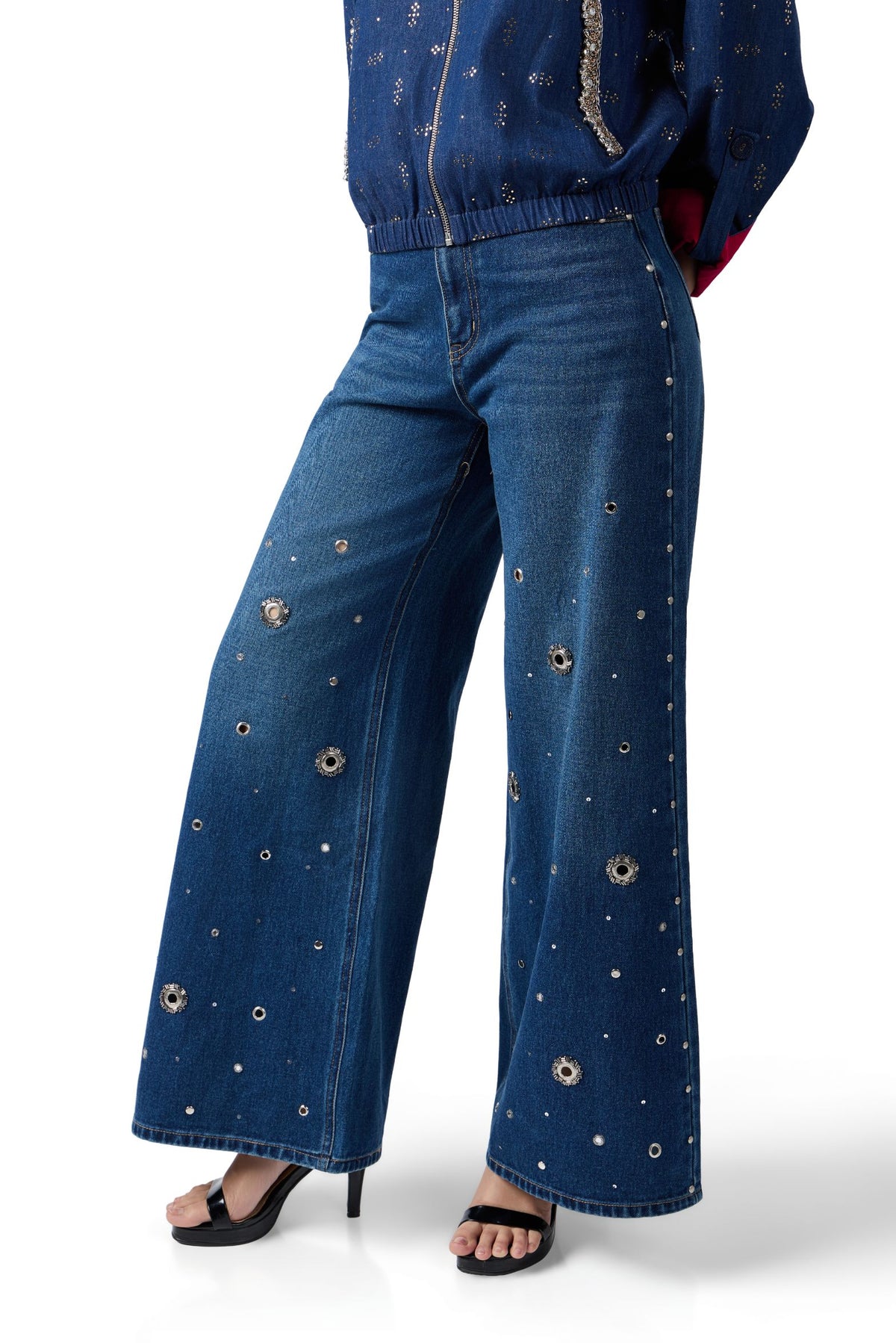 MIDNIGHT STARDUST RIVET FLARED JEANS