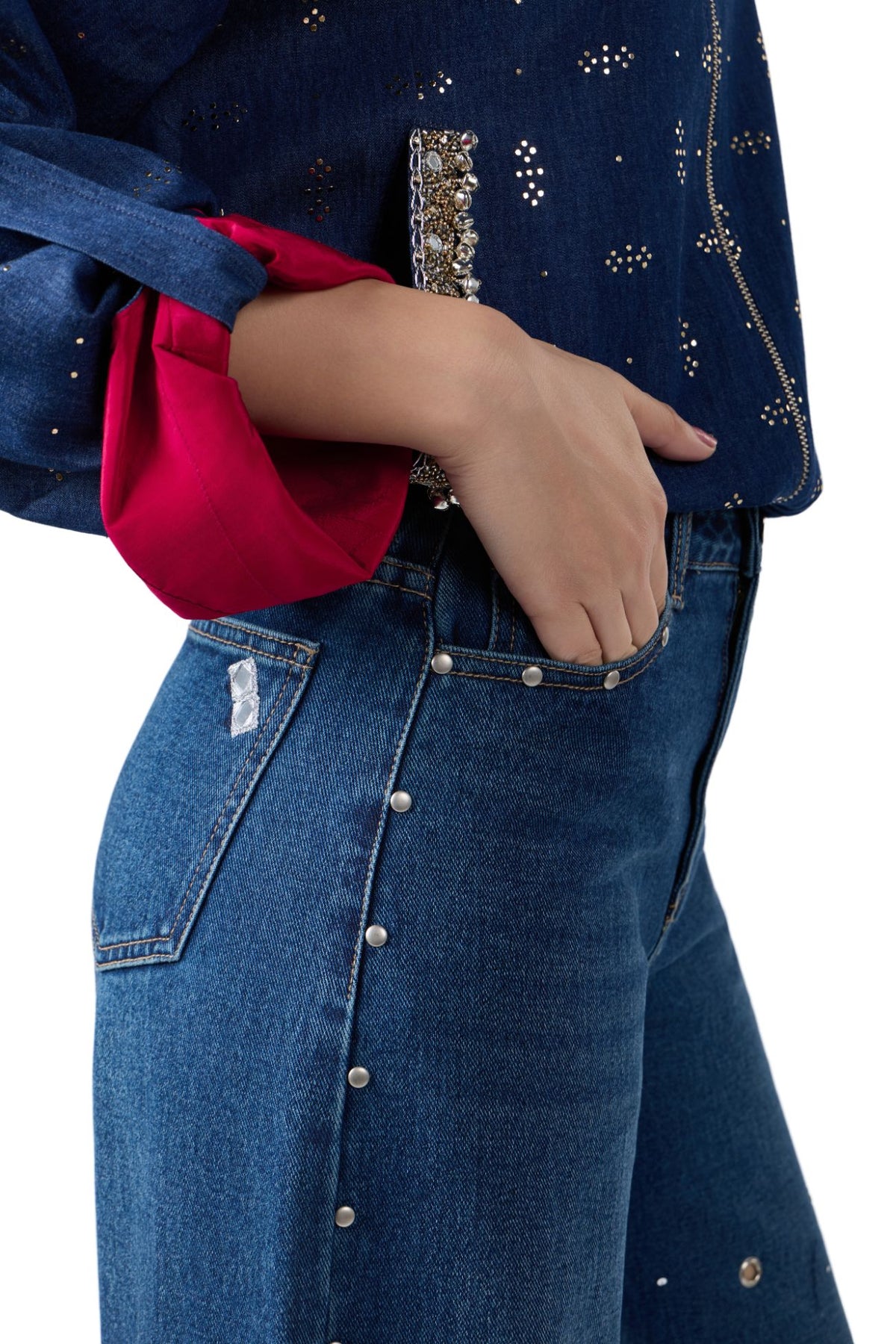 INDIGO MUKAISH FUNNEL NECK BOMBER