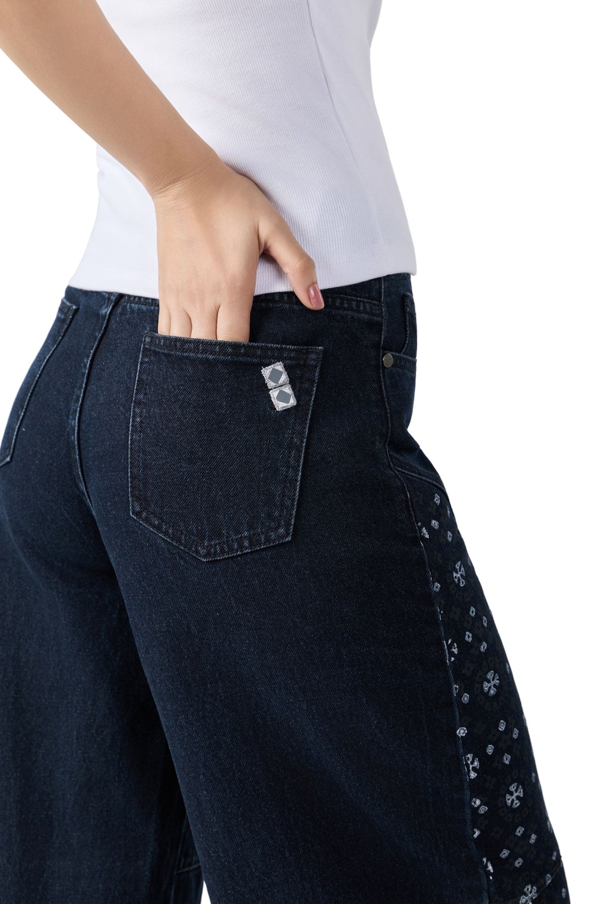 BANDHANI BLOCK PRINT BARREL JEANS